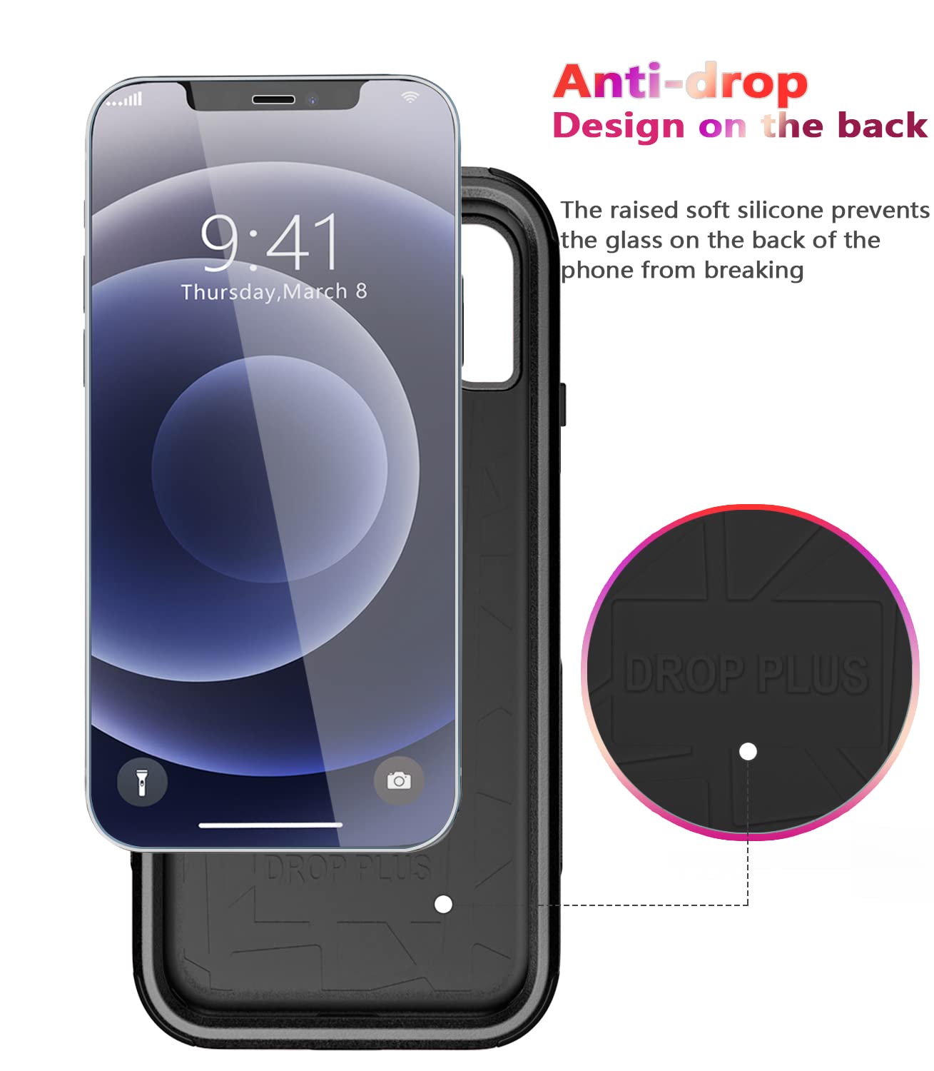 Foto 8 pulgar | Funda De Teléfono Diverbox Para Iphone 12 Con Protector De Pantalla, Color Negro - Venta Internacional.
