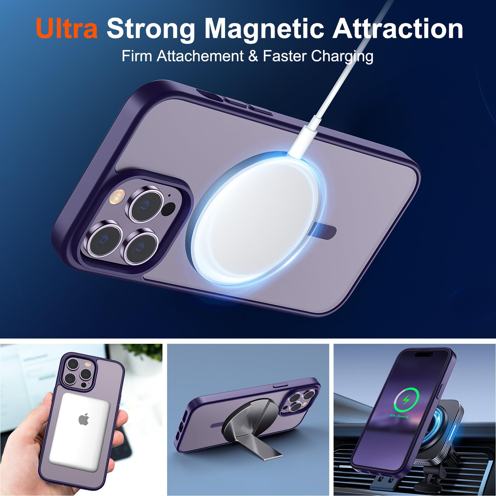 Foto 6 pulgar | Funda Magnética Supfine Para Iphone 14 Pro Max, Color Morado Oscuro - Venta Internacional.