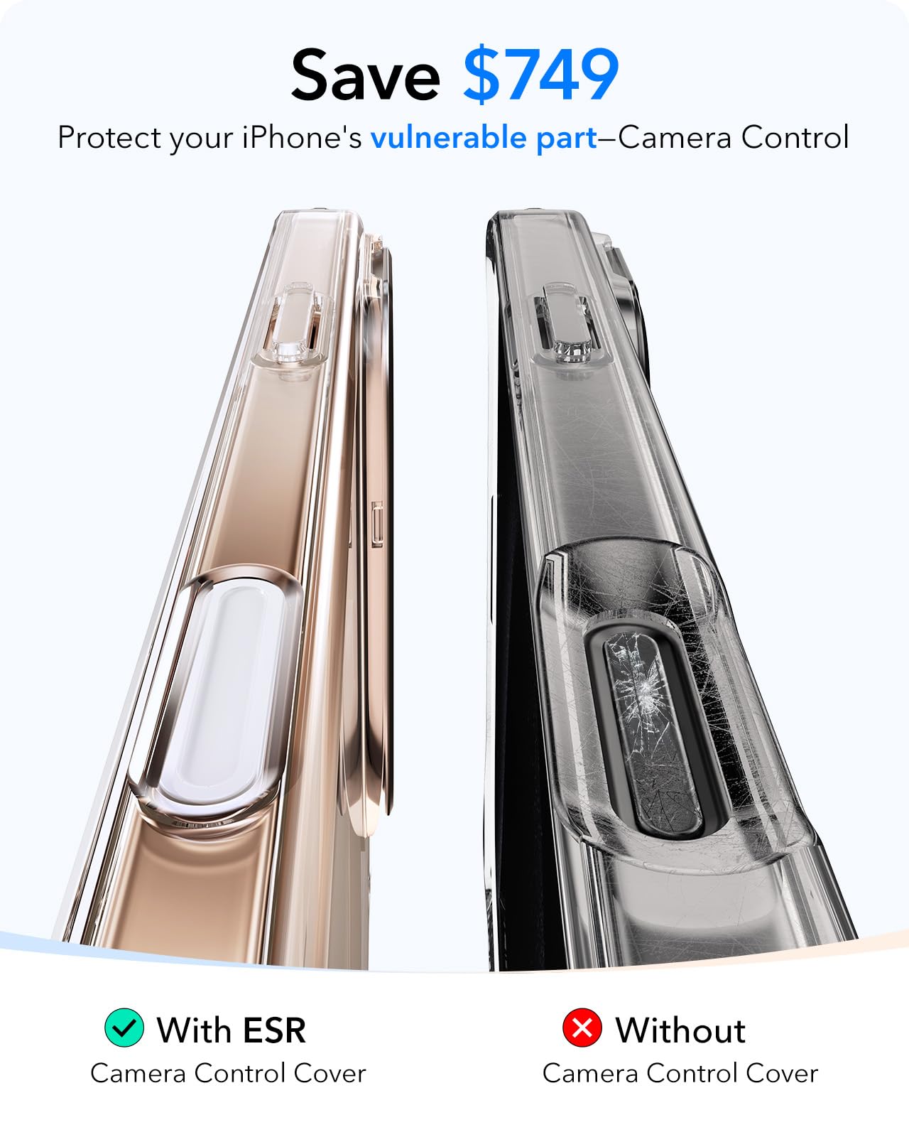 Foto 5 pulgar | Funda De Teléfono Esr Para Iphone 16 Pro Con Control De Cámara Magsafe Clear - Venta Internacional.