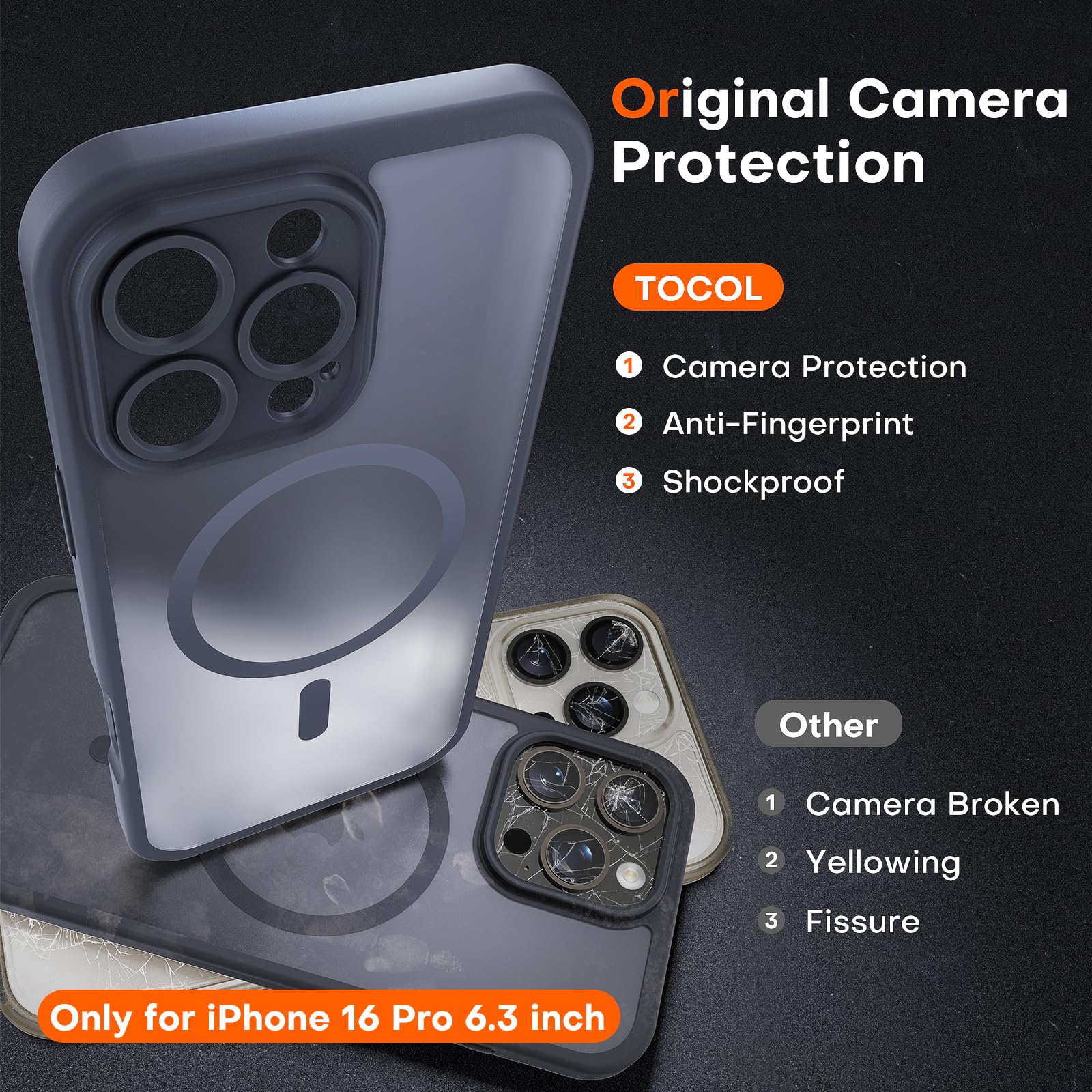 Foto 6 pulgar | Funda Magnética Tocol 3 En 1 Para Iphone 16 Pro De 6.3 Pulgadas, Negra - Venta Internacional.