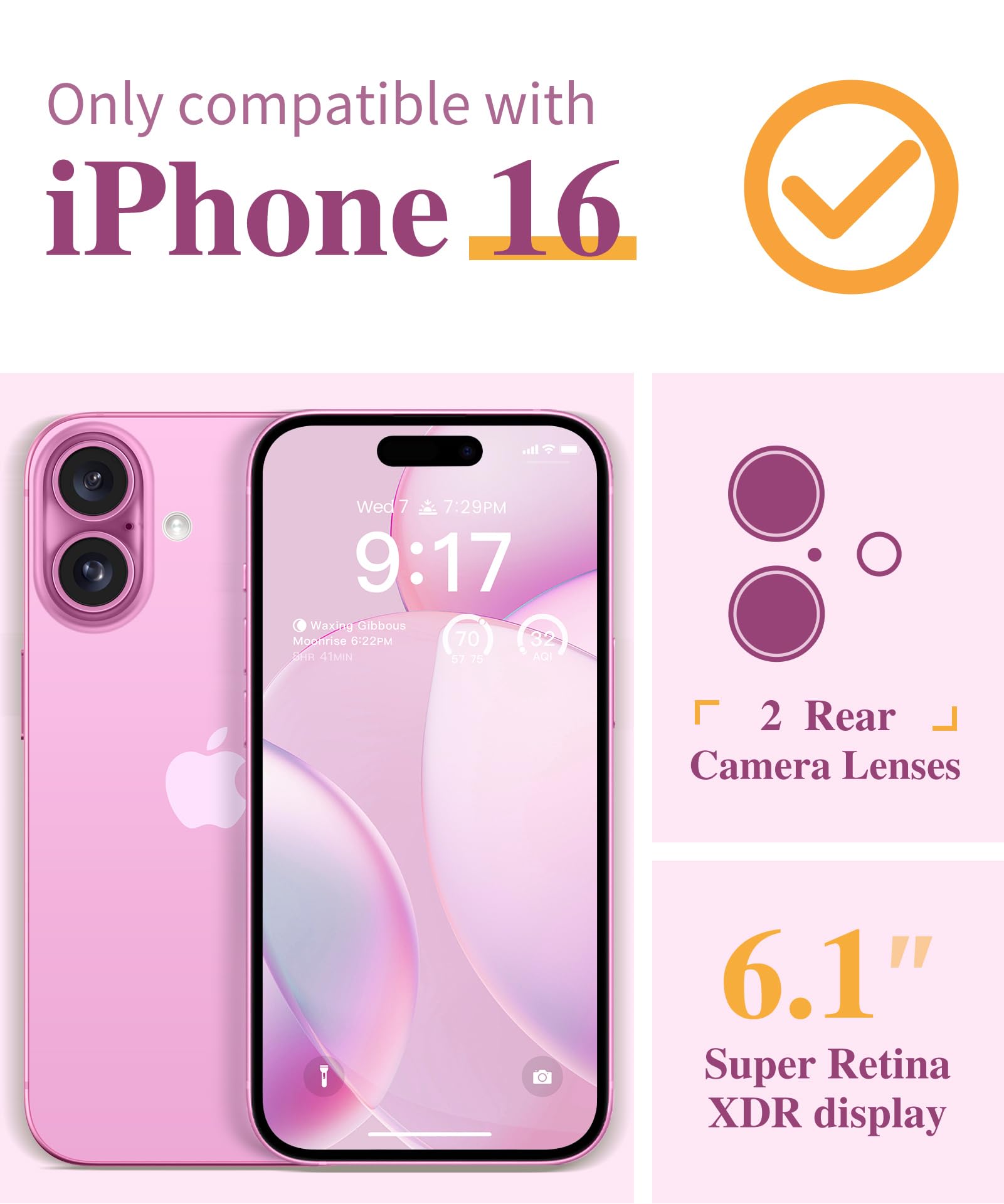 Foto 2 | Funda De Teléfono Gviewin Para Iphone 16 Plus 6.7 Con Protector - Venta Internacional.
