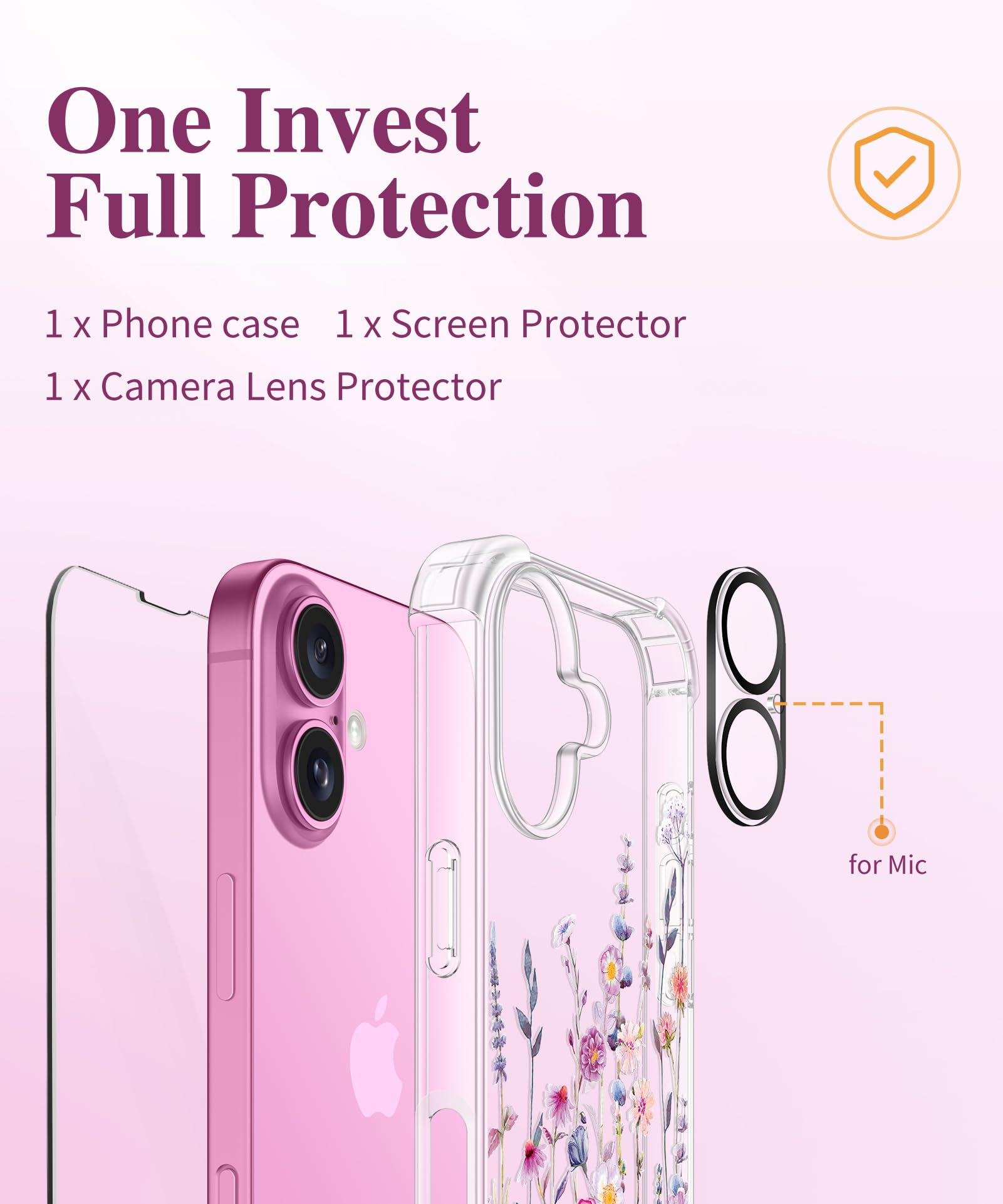 Foto 8 pulgar | Funda De Teléfono Gviewin Para Iphone 16 Plus 6.7 Con Protector - Venta Internacional.