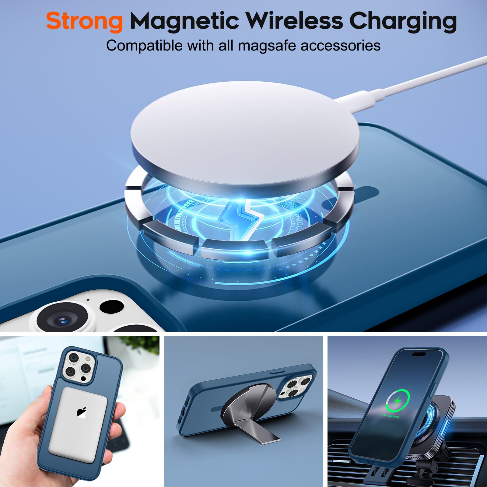 Foto 6 pulgar | Funda Magnética Supfine Para Iphone 15 Pro Deep Blue - Venta Internacional.