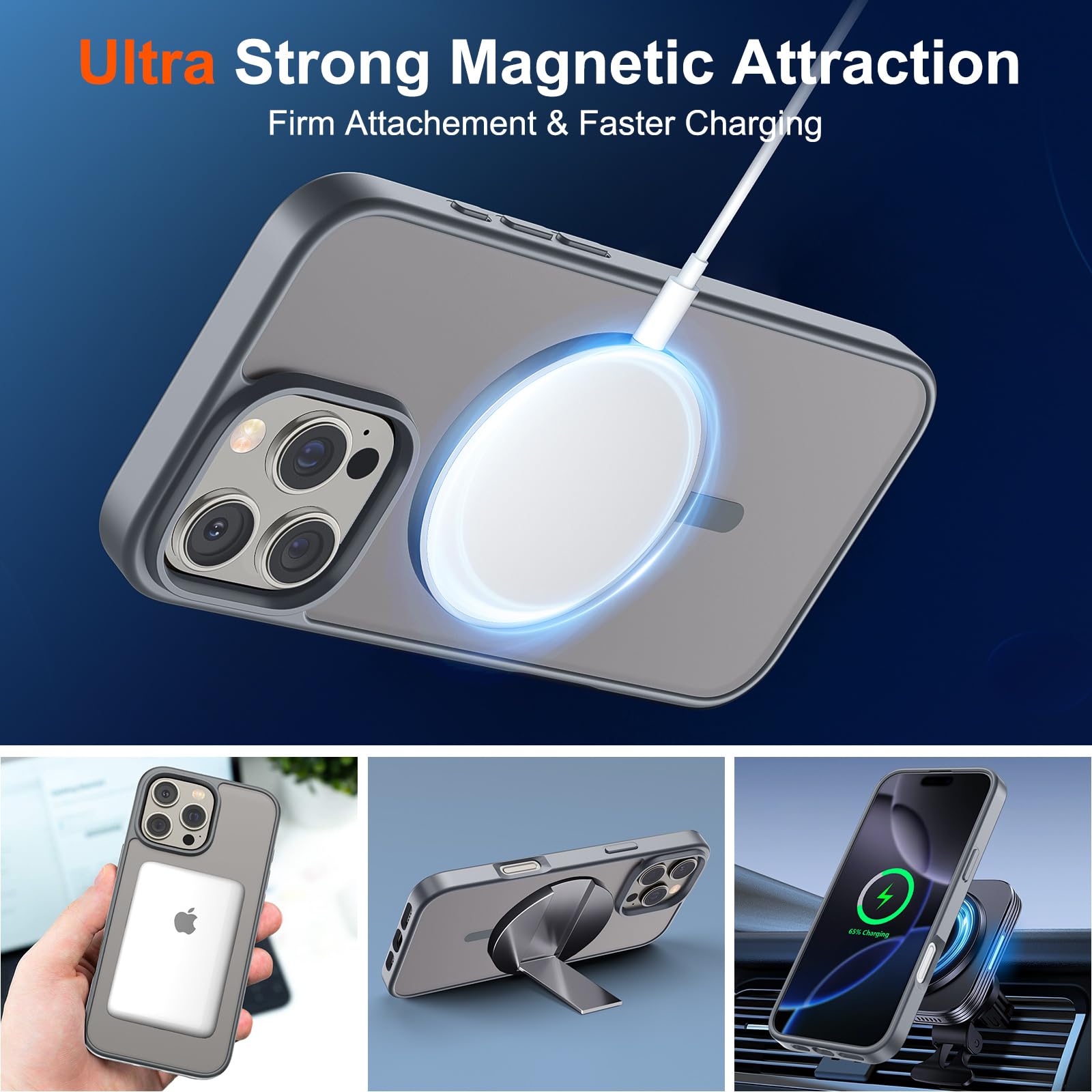 Foto 6 pulgar | Funda Magnética Supfine Para Iphone 16 Pro Max Gris - Venta Internacional.