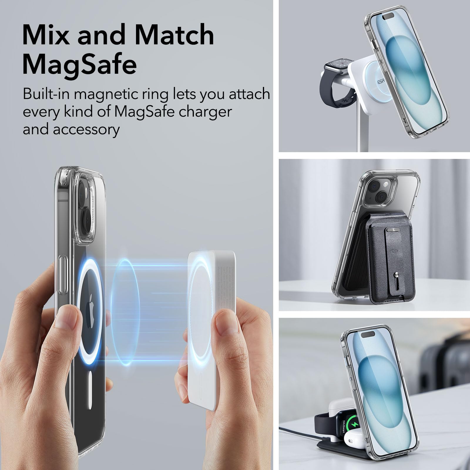 Foto 4 pulgar | Funda De Teléfono Esr Para Iphone 15 Plus Con Magsafe, Transparente - Venta Internacional.