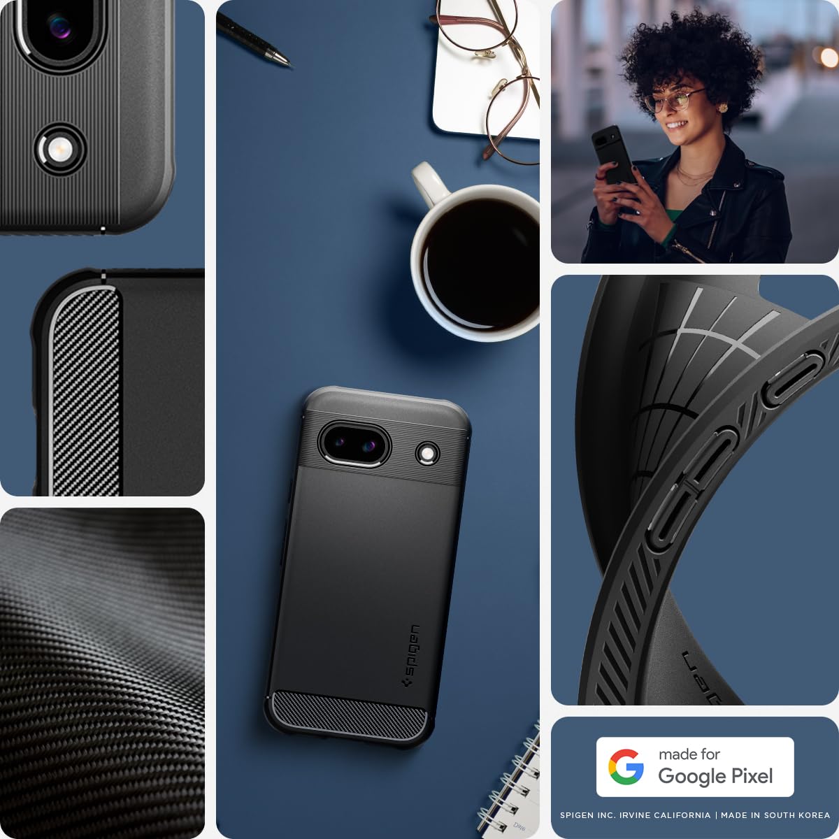 Foto 3 pulgar | Funda Spigen Rugged Armor Para Google Pixel 8a (2024), Color Negro - Venta Internacional.