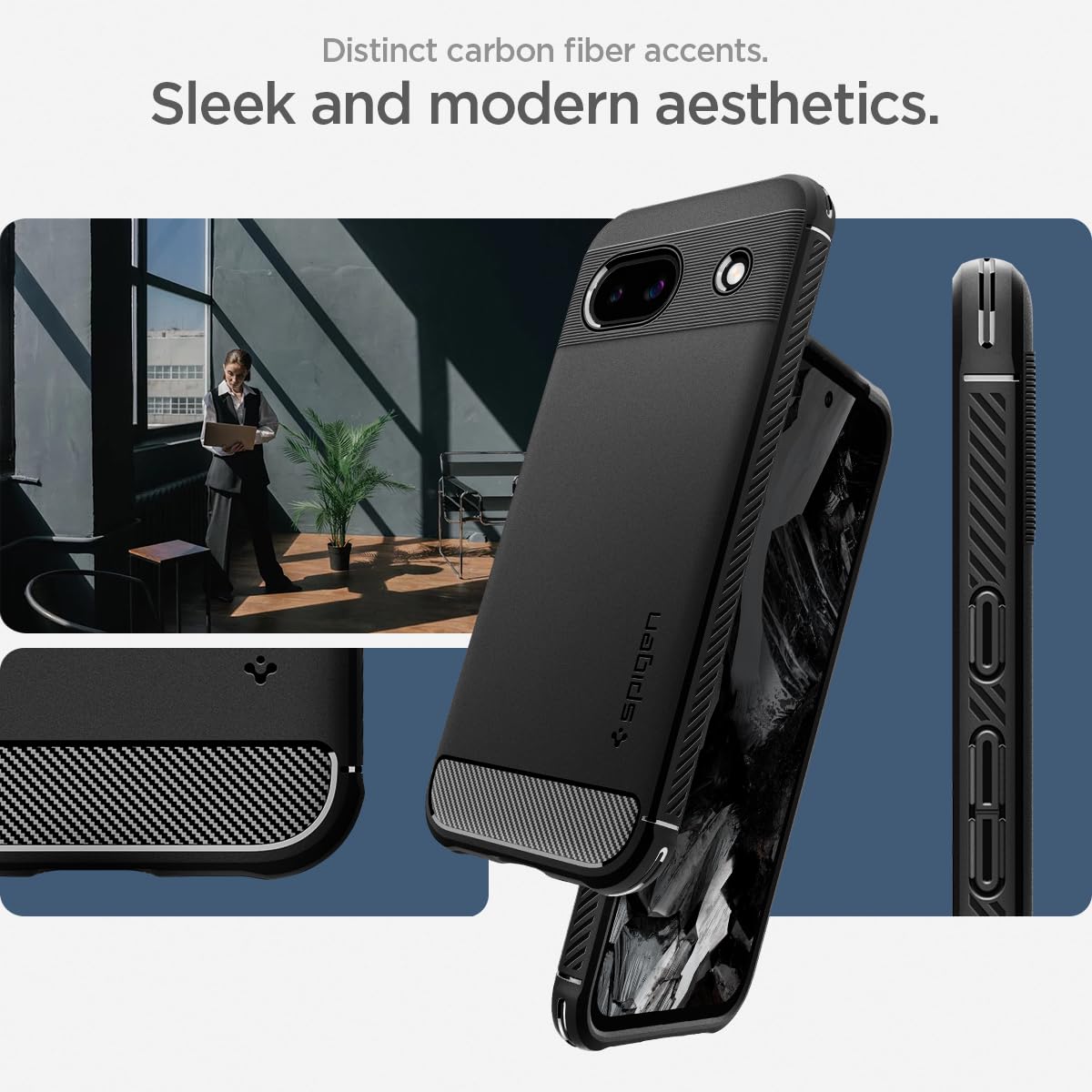 Foto 3 | Funda Spigen Rugged Armor Para Google Pixel 8a (2024), Color Negro - Venta Internacional.