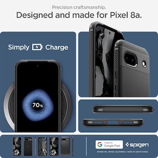 Foto 7 | Funda Spigen Rugged Armor Para Google Pixel 8a (2024), Color Negro - Venta Internacional.