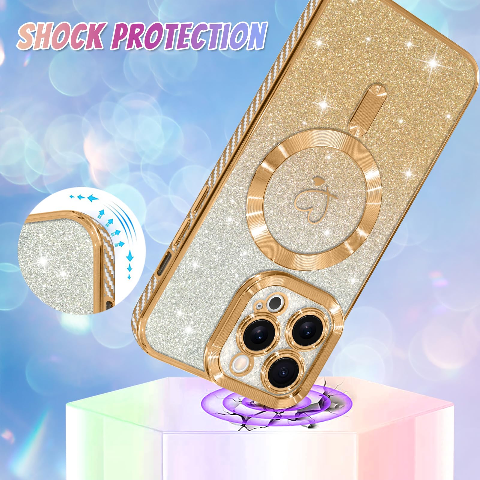 Foto 4 pulgar | Funda Bonoma Para Teléfono Compatible Con Iphone 12 Pro De 6.1 Pulgadas, Color Dorado - Venta Internacional.