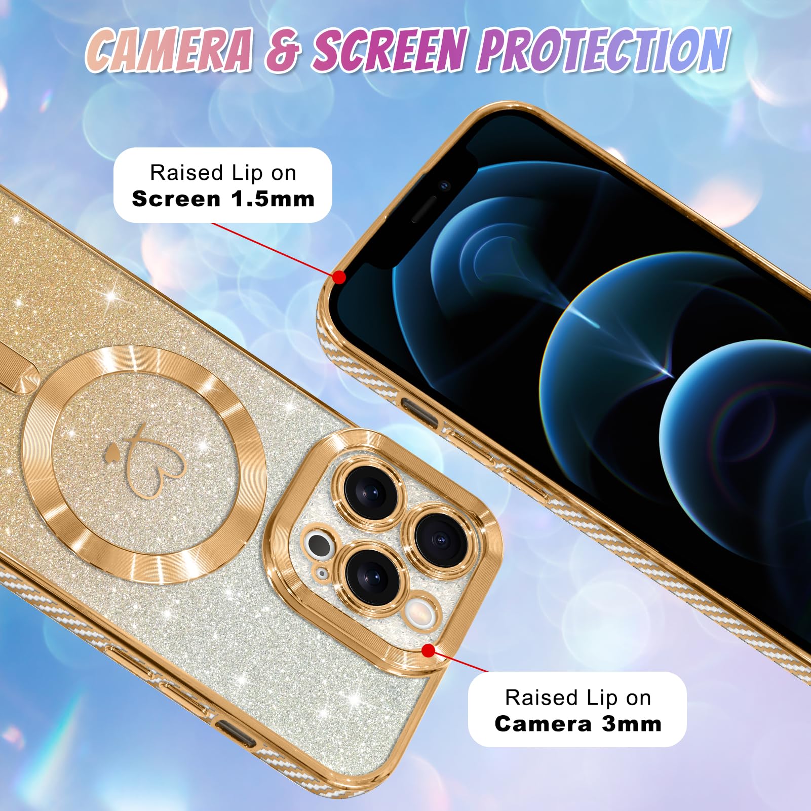 Foto 5 pulgar | Funda Bonoma Para Teléfono Compatible Con Iphone 12 Pro De 6.1 Pulgadas, Color Dorado - Venta Internacional.