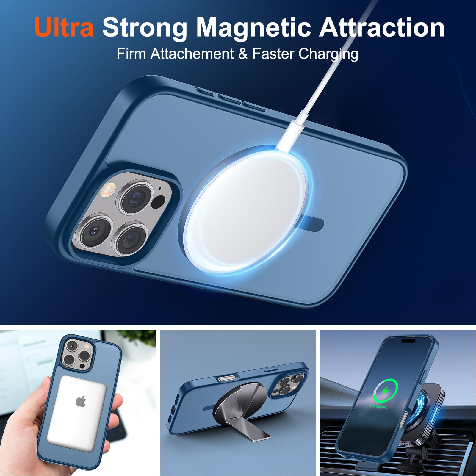 Foto 5 | Funda Magnética Supfine Para Iphone 16 Pro Max Deep Blue - Venta Internacional.