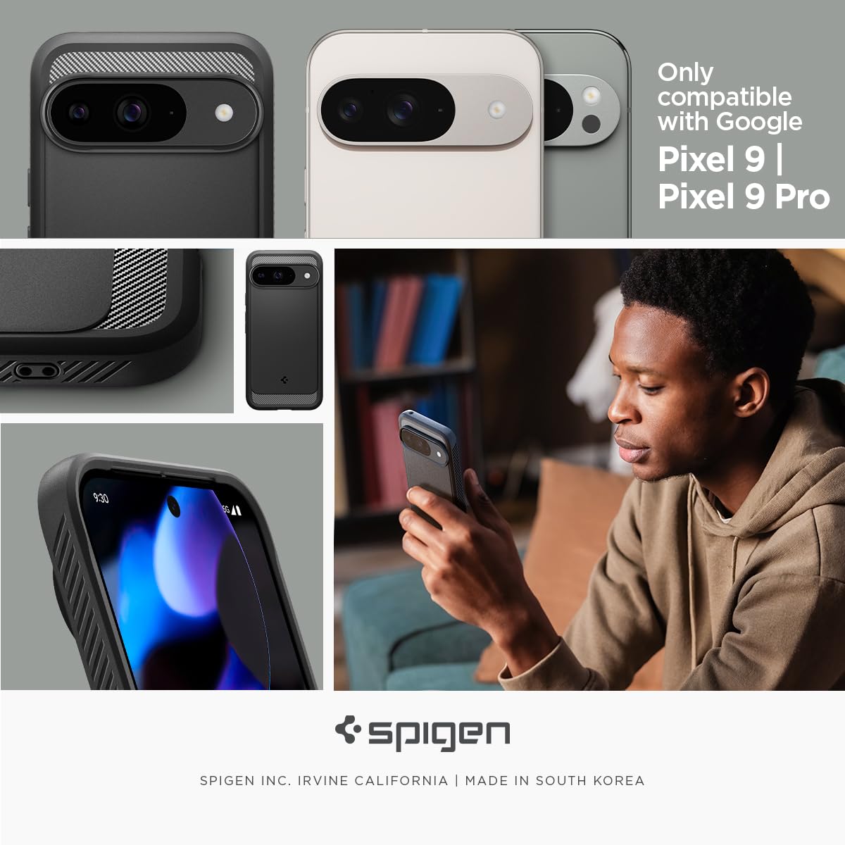 Foto 3 pulgar | Funda Spigen Rugged Armor Para Pixel 9/pixel 9 Pro (2024), Color Negro - Venta Internacional.