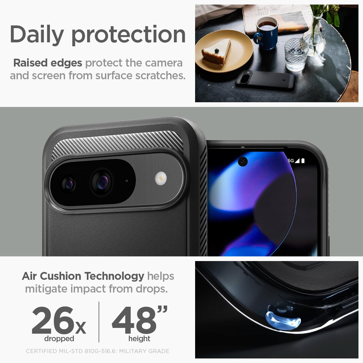 Foto 6 pulgar | Funda Spigen Rugged Armor Para Pixel 9/pixel 9 Pro (2024), Color Negro - Venta Internacional.