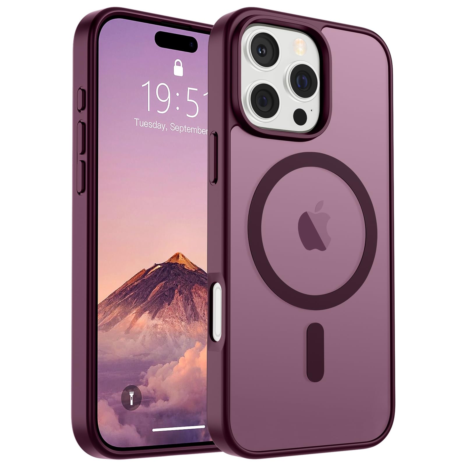 Funda Magnética Supfine Para Iphone 16 Pro Max, Color Rojo Vino - Venta Internacional.