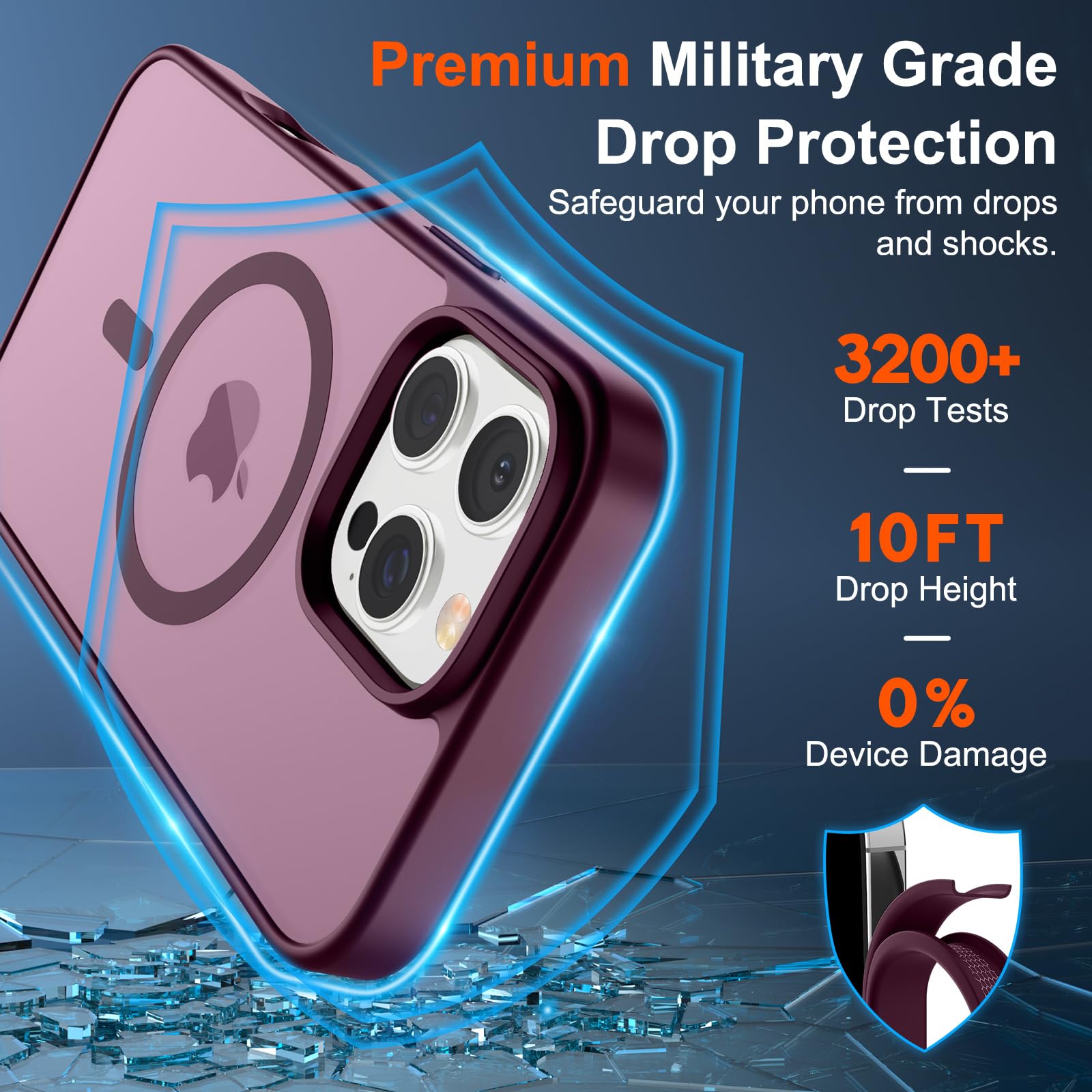 Foto 4 pulgar | Funda Magnética Supfine Para Iphone 16 Pro Max, Color Rojo Vino - Venta Internacional.