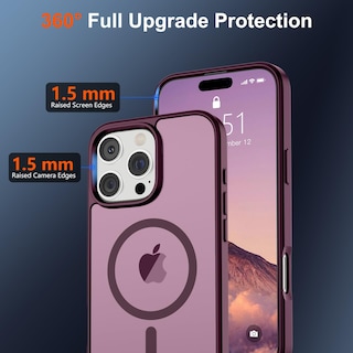 Foto 4 | Funda Magnética Supfine Para Iphone 16 Pro Max, Color Rojo Vino - Venta Internacional.