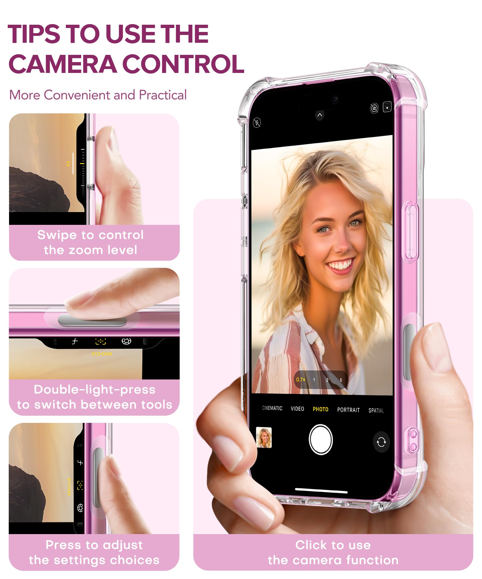 Foto 7 pulgar | Funda De Teléfono Gviewin Para Iphone 16 6.1 Con Protector De Pantalla Floral - Venta Internacional.
