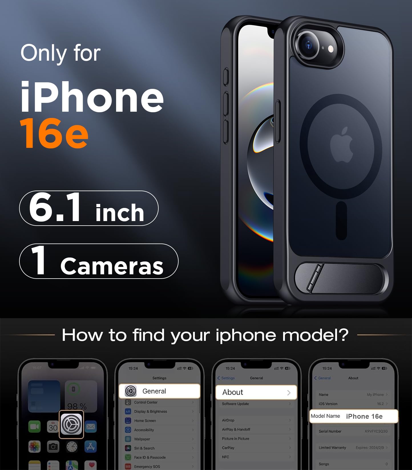 Foto 3 pulgar | Funda Magnética Temdan Compatible Con Iphone 16e 6.1 2025 - Venta Internacional.