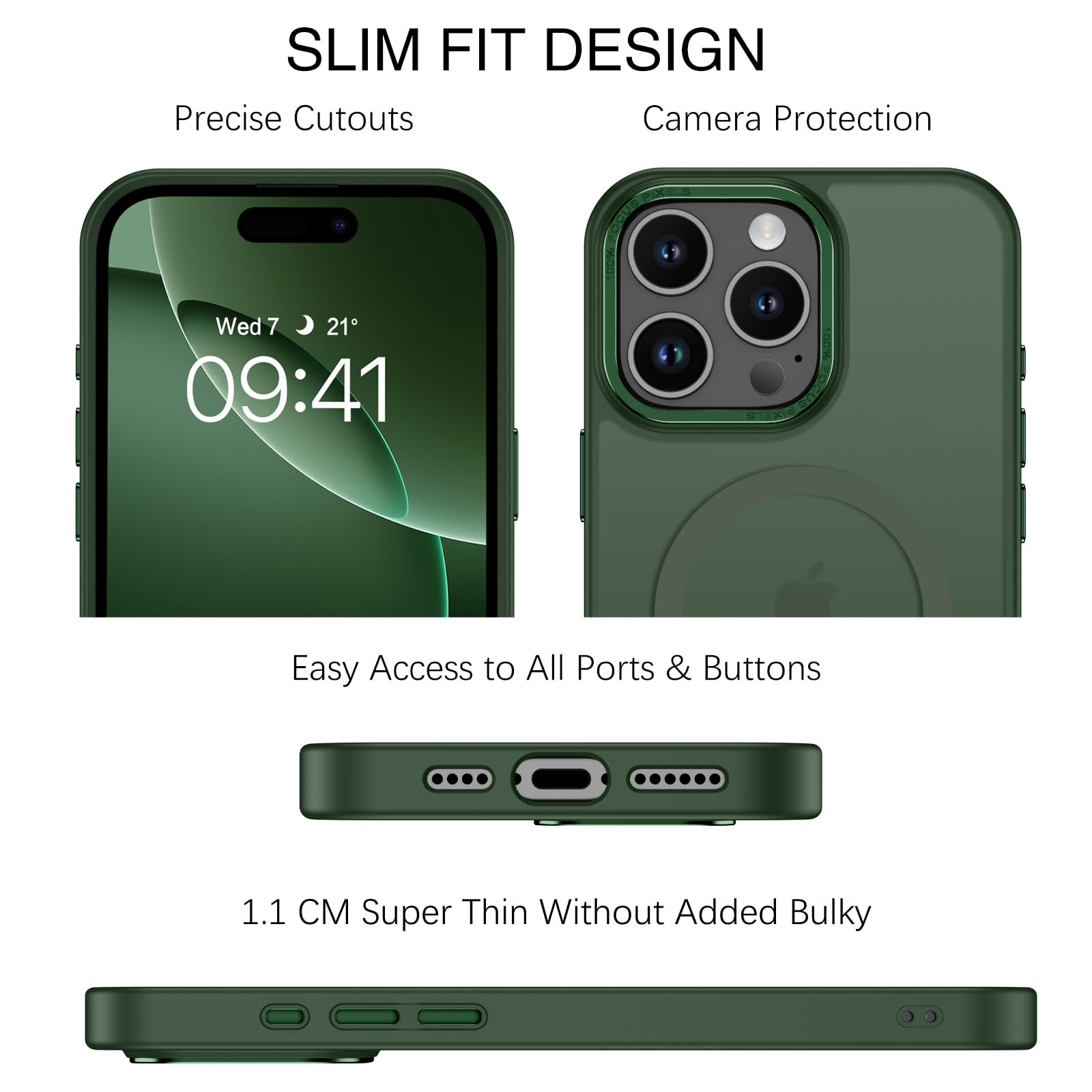 Foto 2 | Funda De Teléfono Bentoben Para Iphone 16 Pro Max 6.9 Verde Translúcido - Venta Internacional.