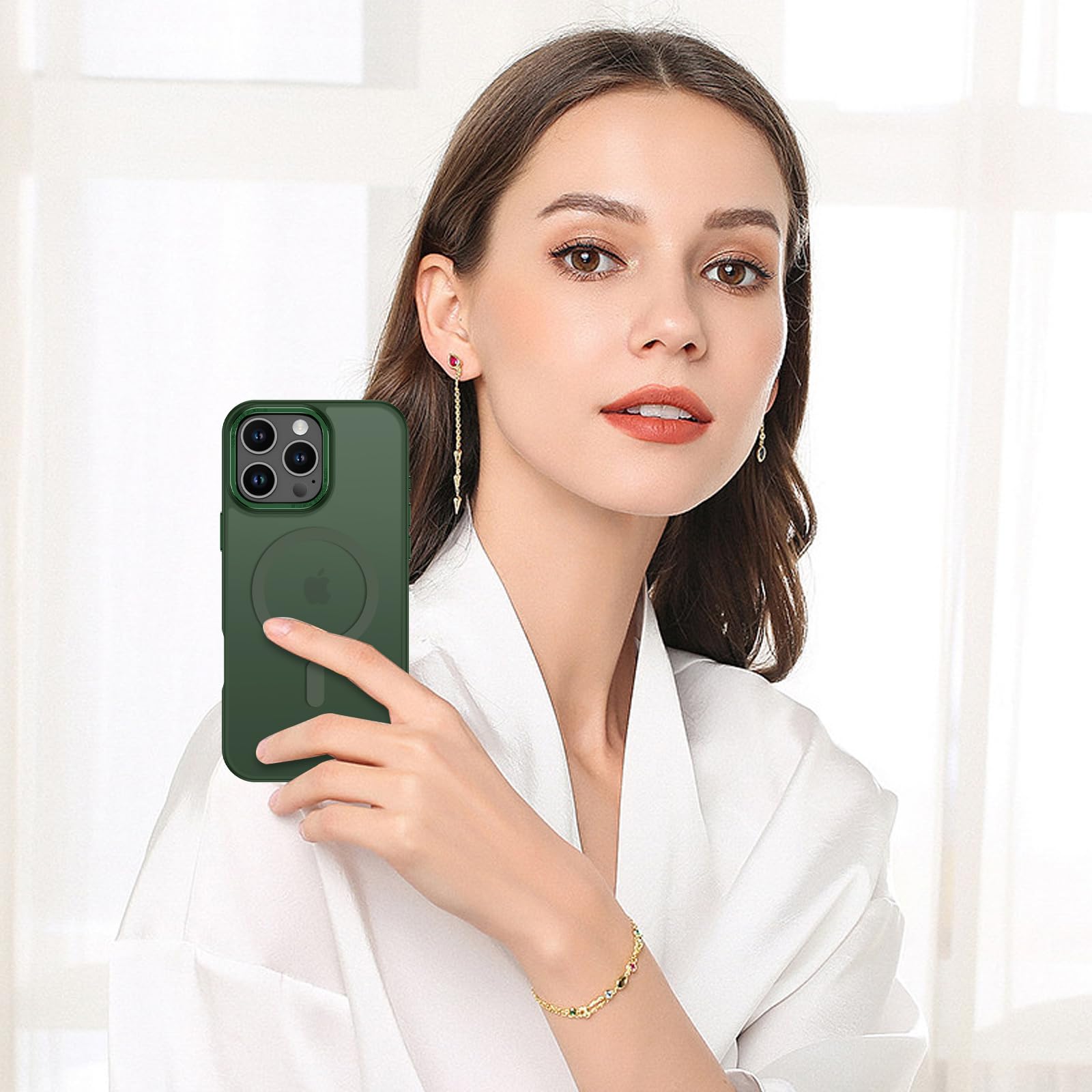Foto 4 | Funda De Teléfono Bentoben Para Iphone 16 Pro Max 6.9 Verde Translúcido - Venta Internacional.