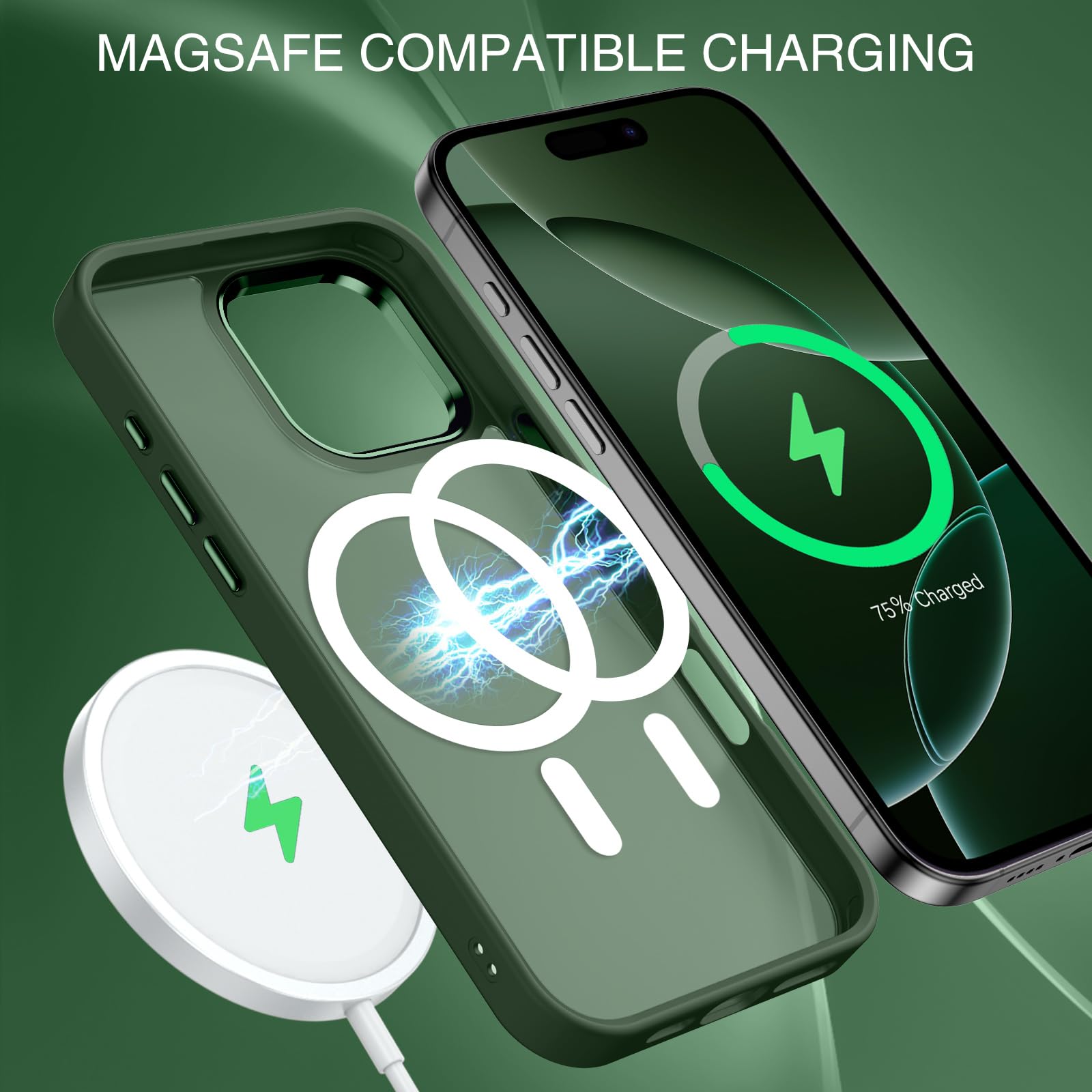 Foto 6 pulgar | Funda De Teléfono Bentoben Para Iphone 16 Pro Max 6.9 Verde Translúcido - Venta Internacional.