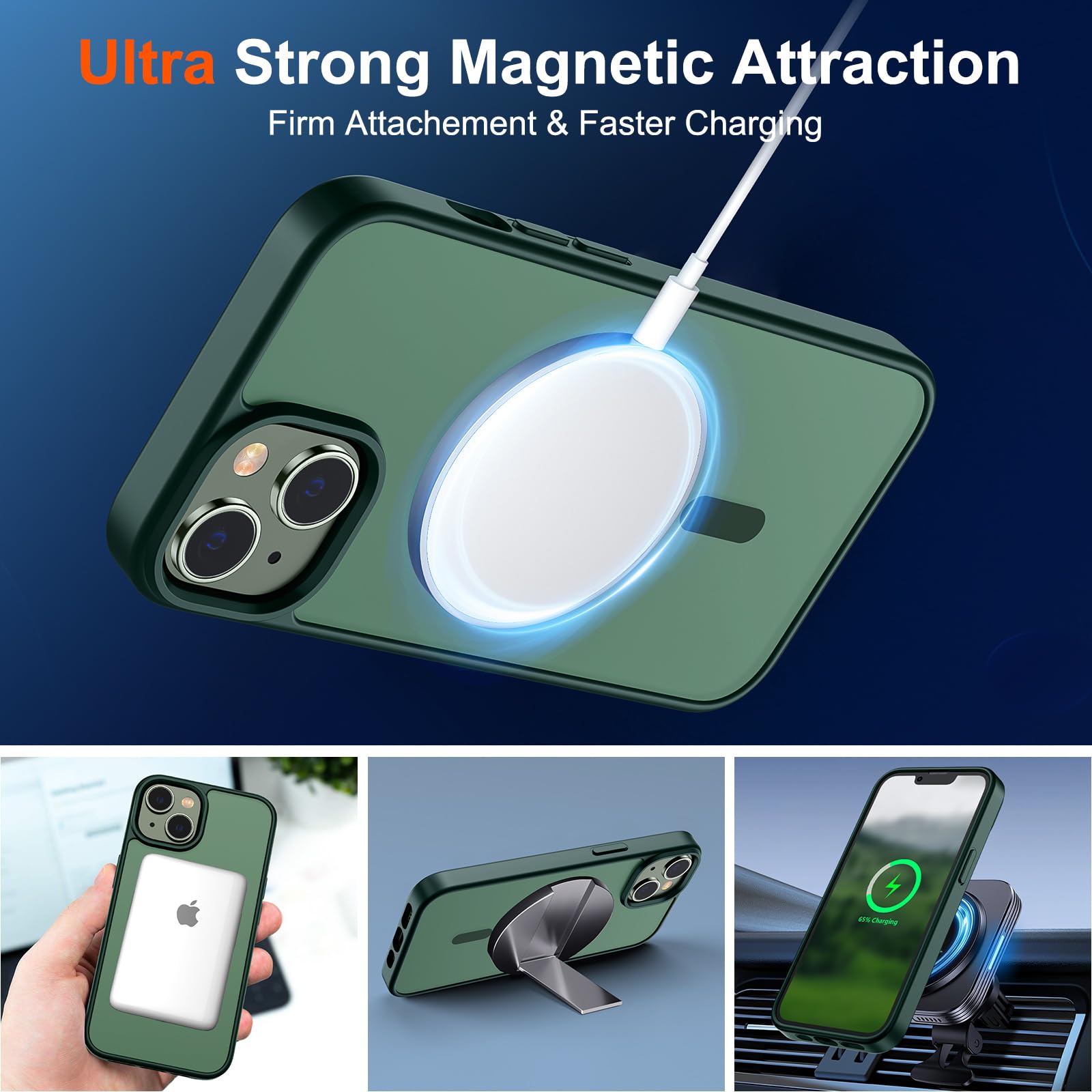 Foto 6 pulgar | Funda Magnética Supfine Para Iphone 14/13, Color Verde Bosque - Venta Internacional.