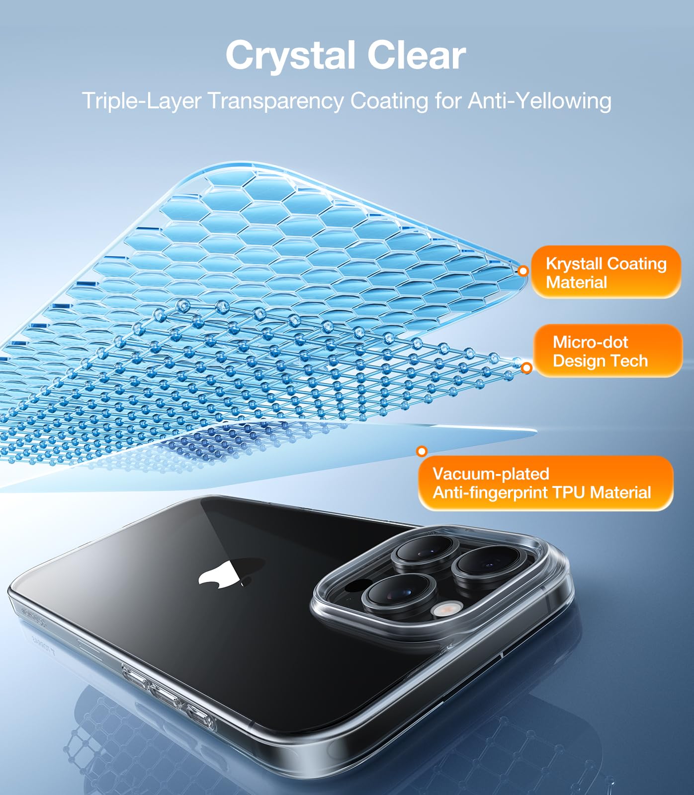 Foto 4 | Funda De Teléfono Torras Crystal Clear Para Iphone 16 Pro Silicone - Venta Internacional.