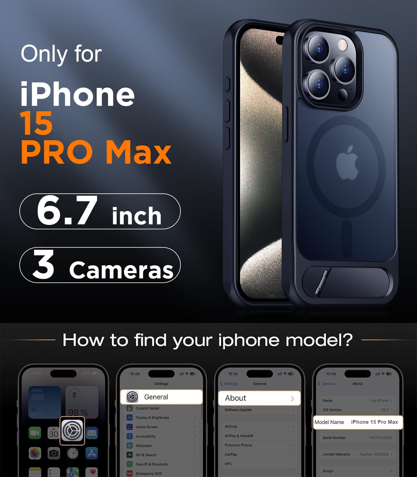Foto 2 | Funda De Teléfono Temdan Magnetic Compatible Con Iphone 15 Pro Max - Venta Internacional.