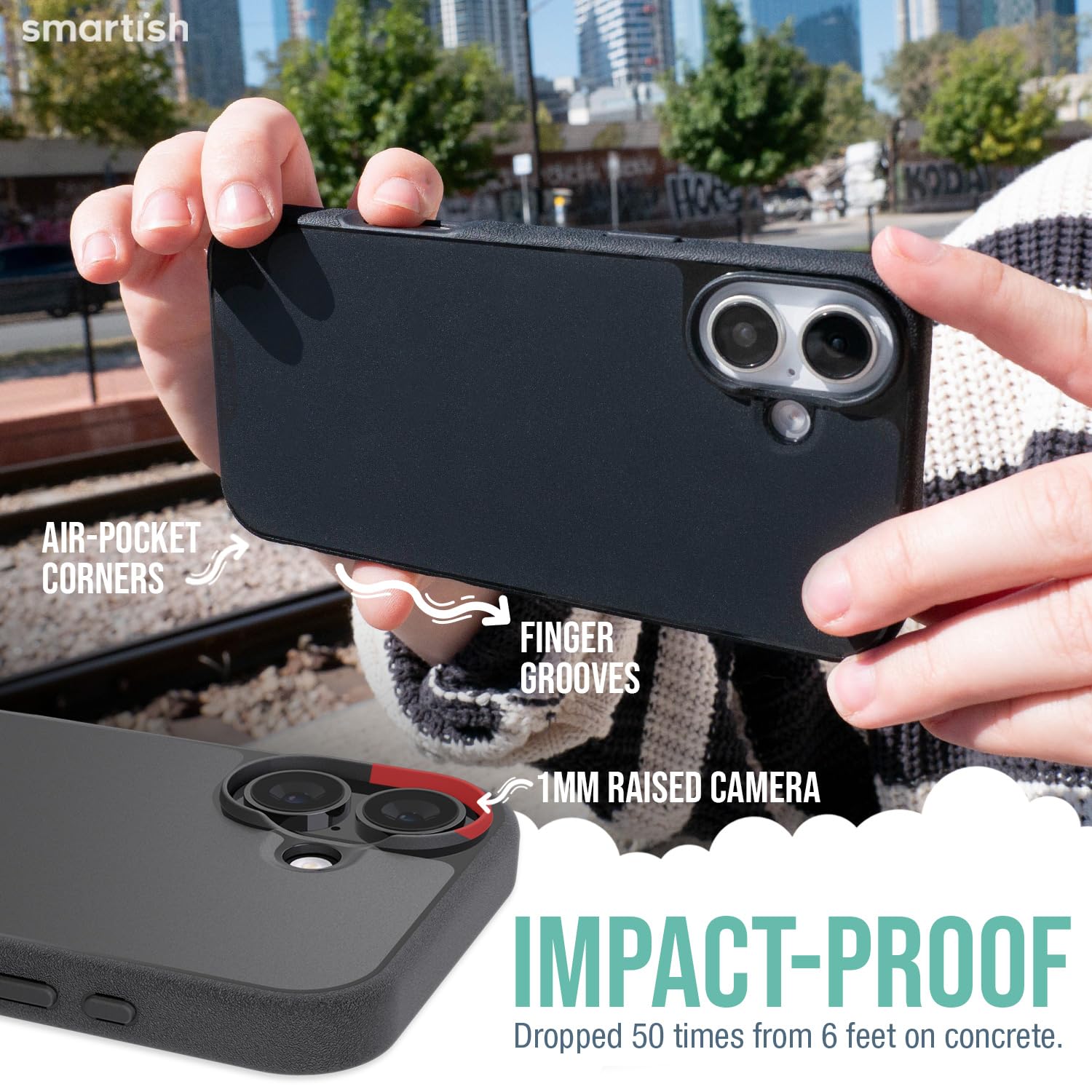 Foto 5 pulgar | Funda Para Teléfono Smartish  Gripmunk Magnetic Slim Para Iphone 16, Negra - Venta Internacional.