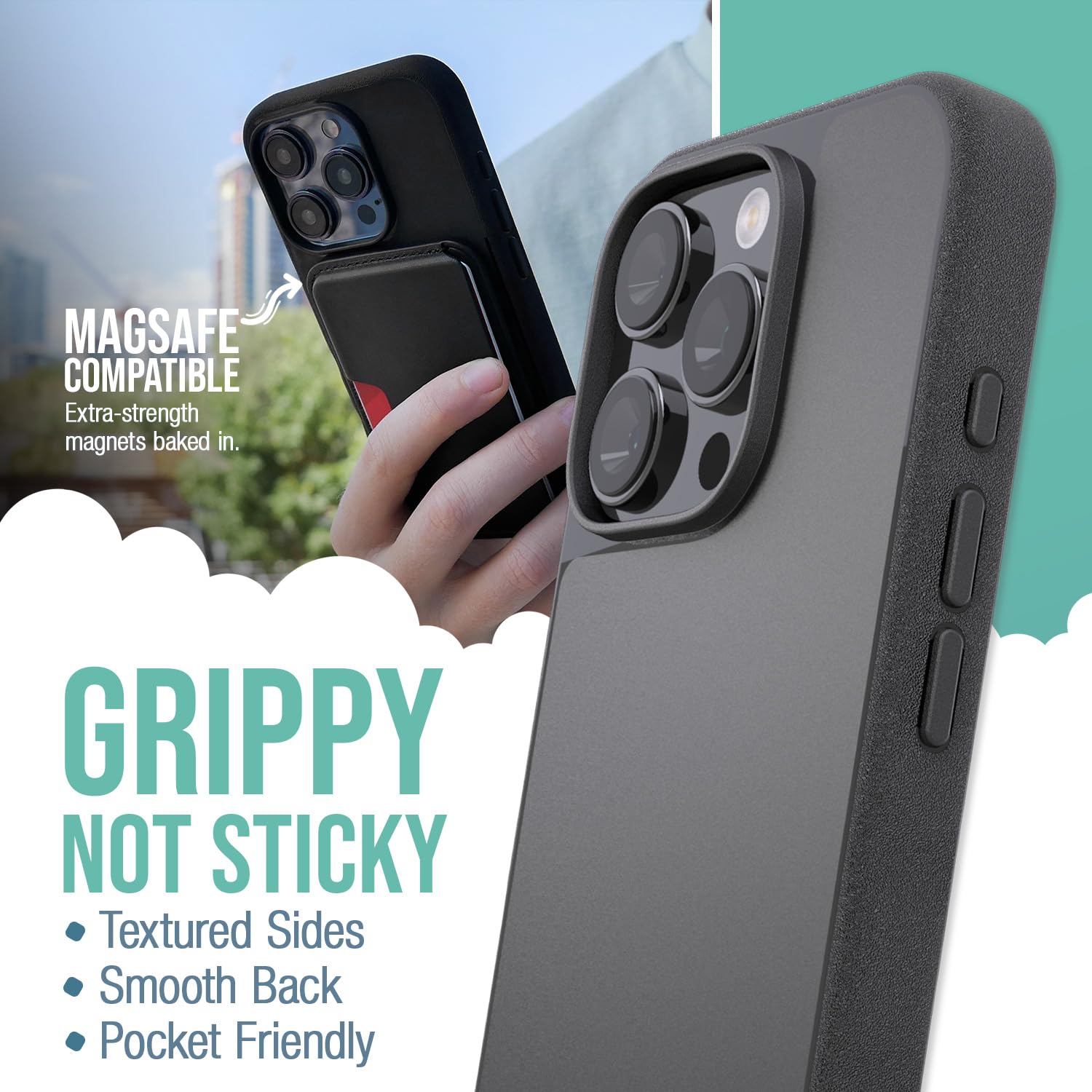 Foto 3 pulgar | Funda Para Teléfono Smartish  Iphone 16 Pro Magsafe Gripmunk Black - Venta Internacional.