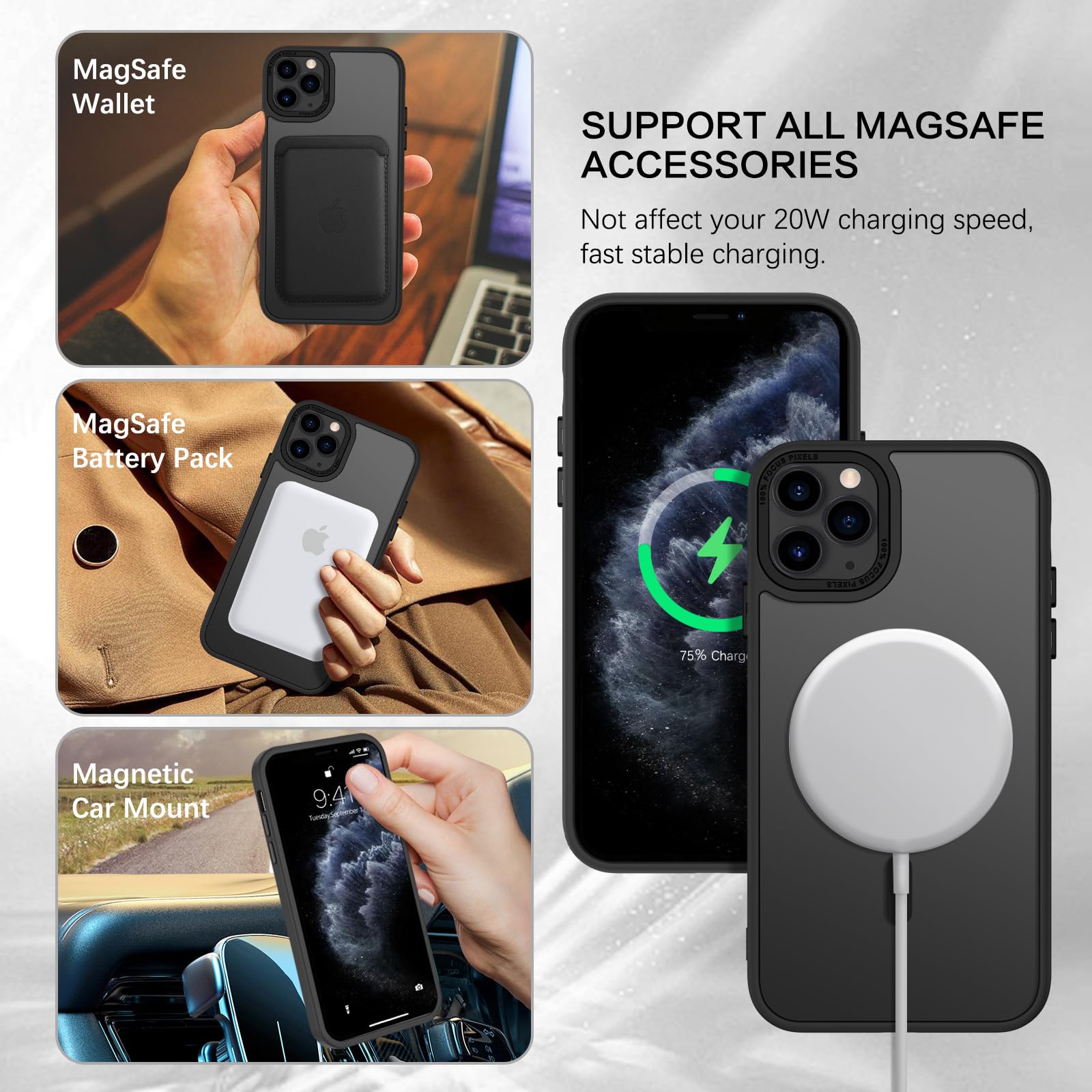 Foto 3 pulgar | Funda De Teléfono Bentoben Para Iphone 11 Pro 5.8 Negra Translúcida - Venta Internacional.
