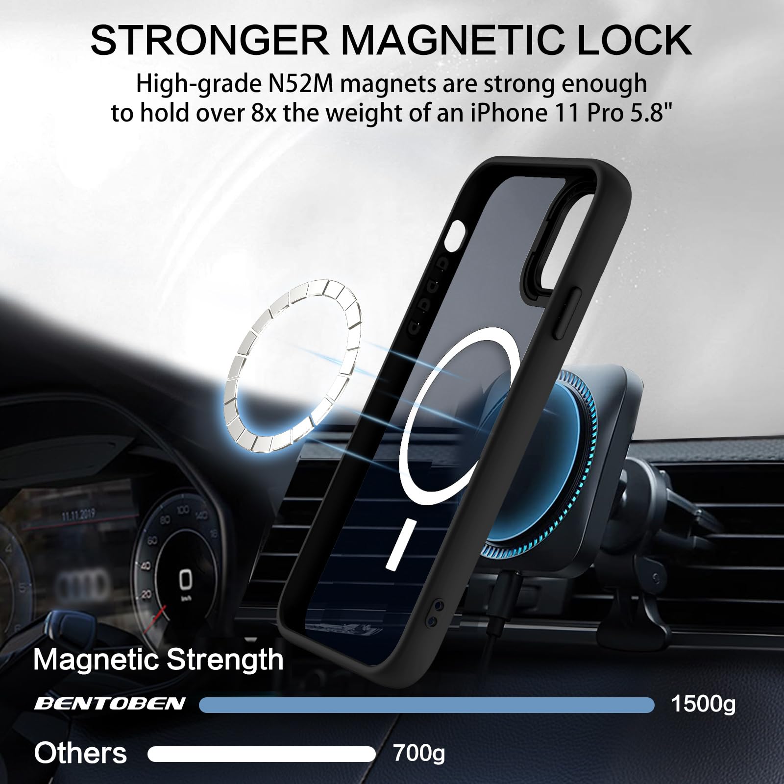 Foto 6 | Funda De Teléfono Bentoben Para Iphone 11 Pro 5.8 Negra Translúcida - Venta Internacional.