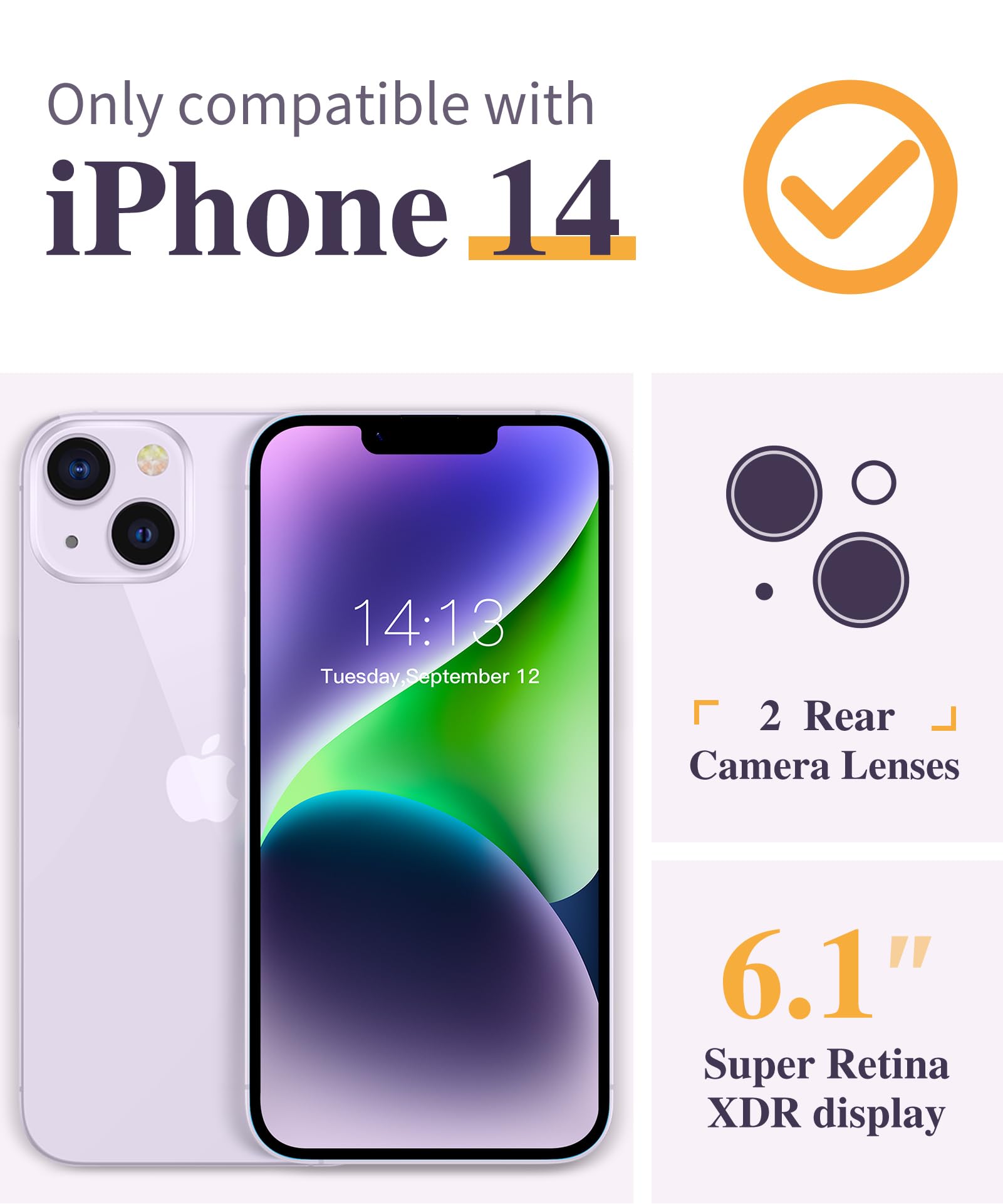 Foto 3 pulgar | Funda De Teléfono Gviewin Para Iphone 14 6.1 Floral Con Protector - Venta Internacional.