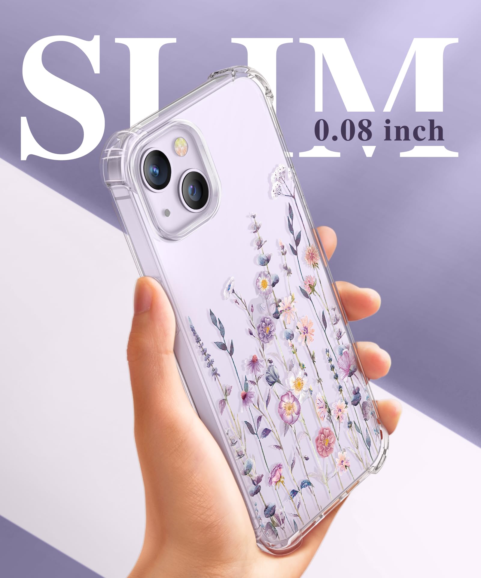 Foto 7 pulgar | Funda De Teléfono Gviewin Para Iphone 14 6.1 Floral Con Protector - Venta Internacional.