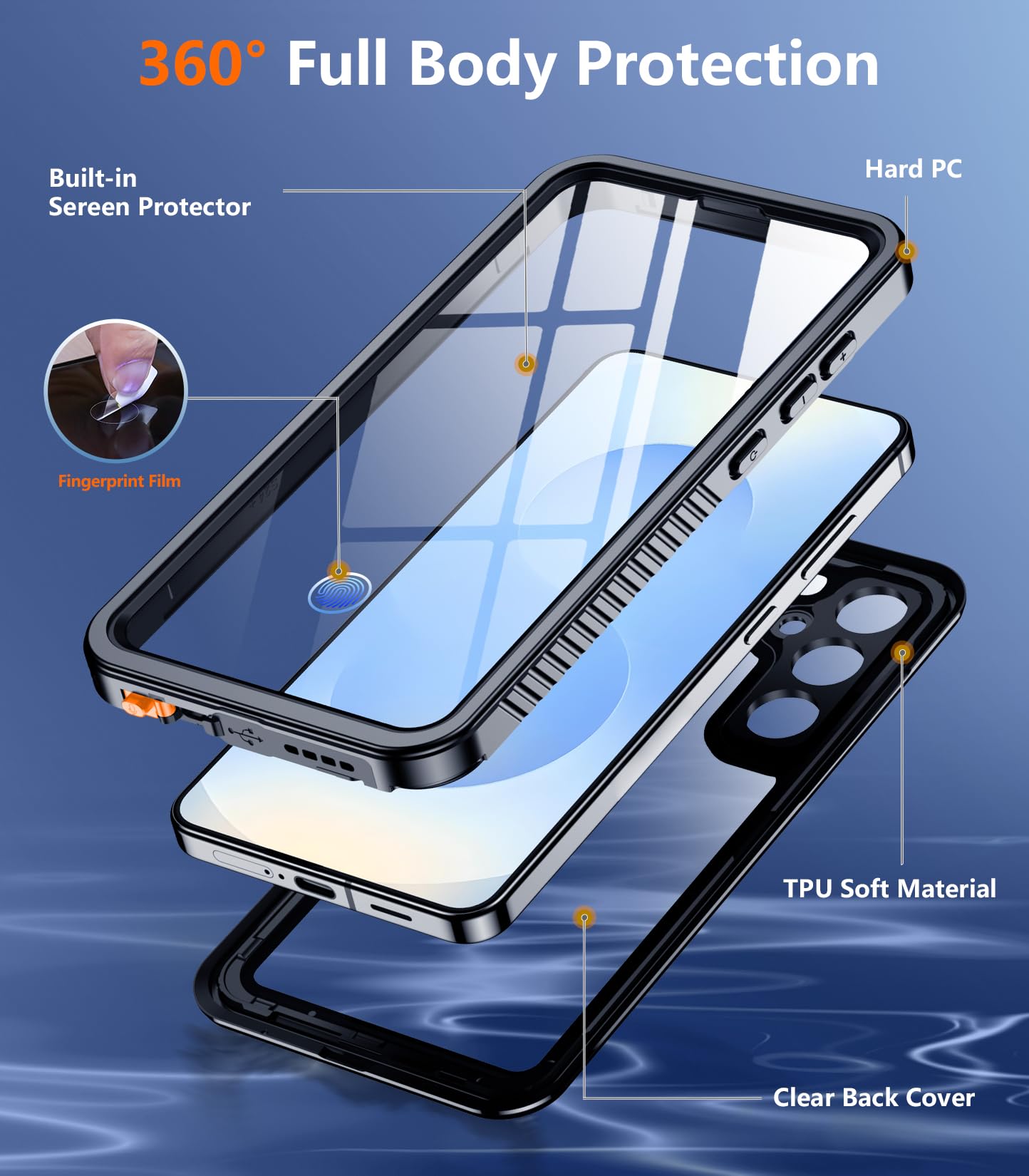 Foto 5 pulgar | Funda De Teléfono Temdan Impermeable Con Lente Para Samsung Galaxy S25 - Venta Internacional.