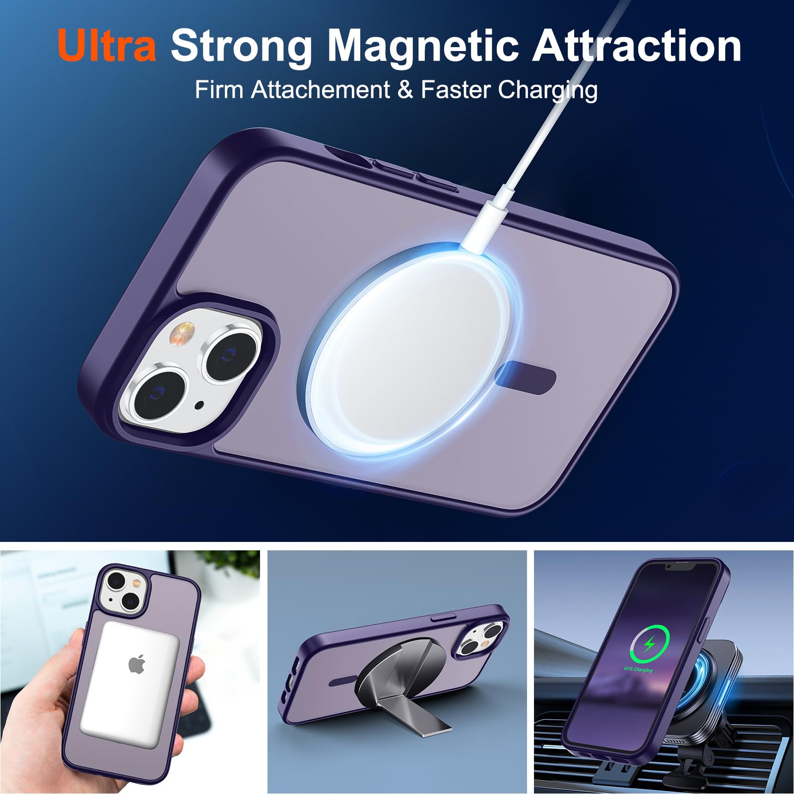 Foto 6 pulgar | Funda Magnética Supfine Para Iphone 14/13, Color Morado Oscuro - Venta Internacional.