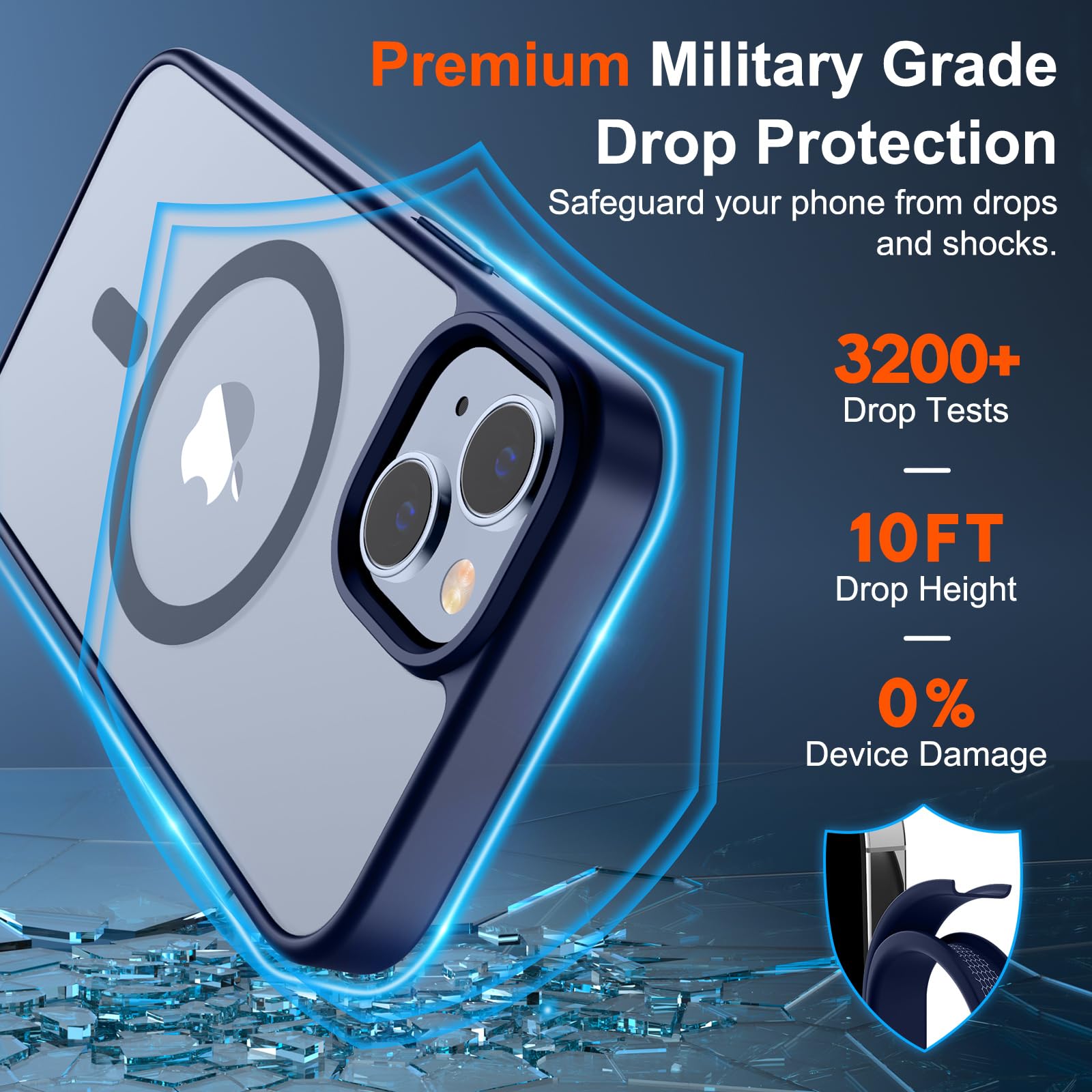 Foto 4 pulgar | Funda Magnética Supfine Para Iphone 14/13 Con Magsafe Navy - Venta Internacional.