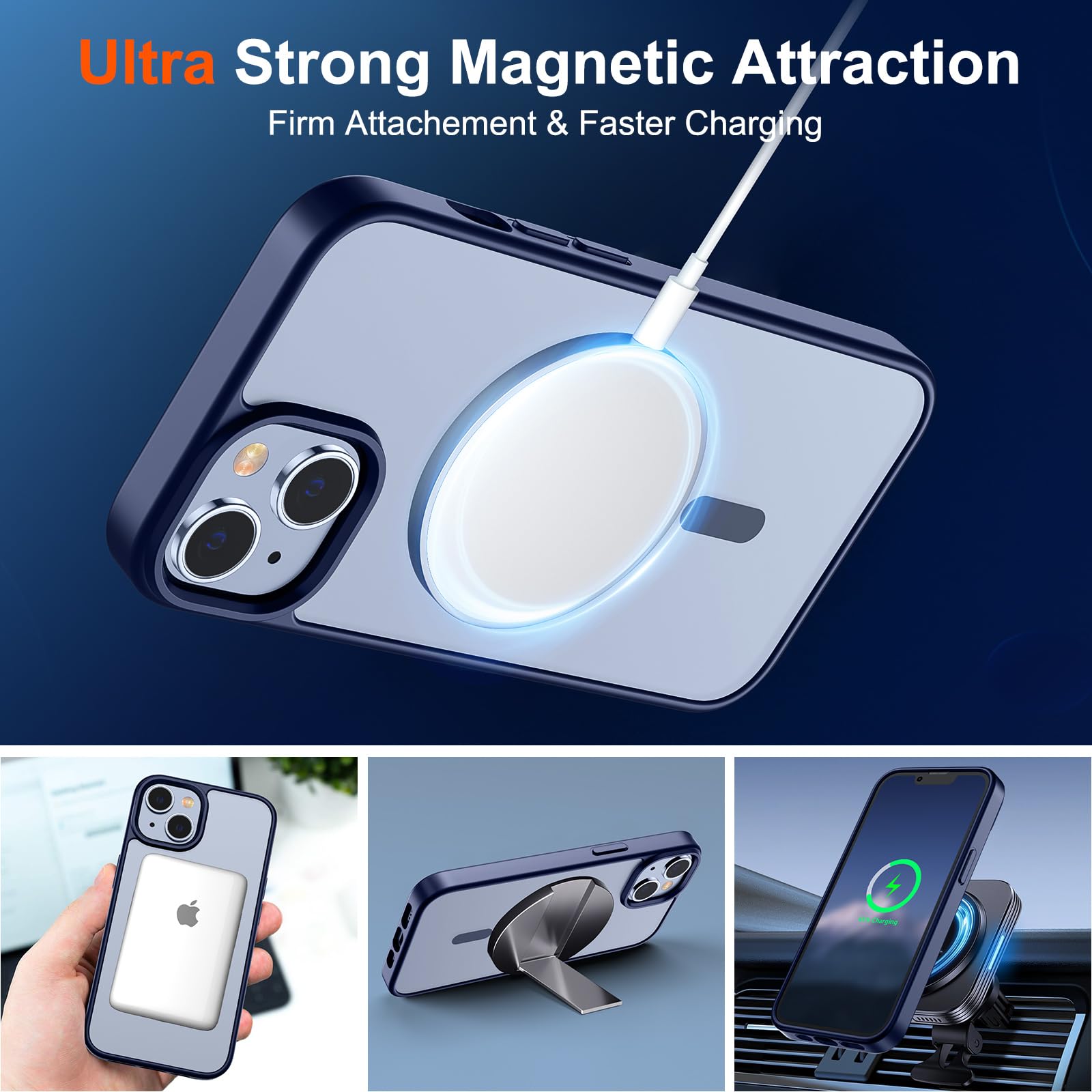 Foto 6 pulgar | Funda Magnética Supfine Para Iphone 14/13 Con Magsafe Navy - Venta Internacional.