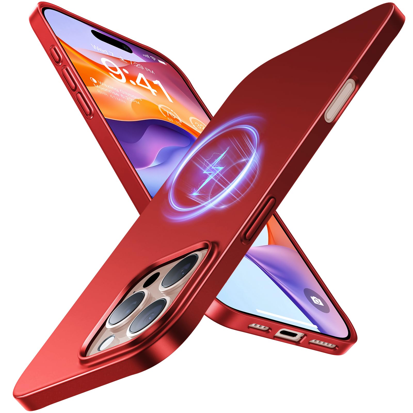 Foto 2 pulgar | Funda De Teléfono Torras Magnetic Slim Fit Para Iphone 16 Pro, Color Rojo - Venta Internacional.