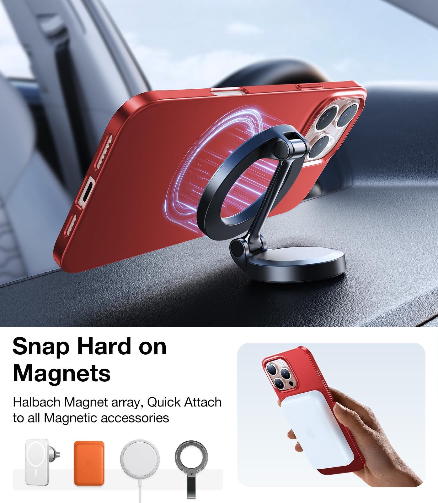 Foto 4 pulgar | Funda De Teléfono Torras Magnetic Slim Fit Para Iphone 16 Pro, Color Rojo - Venta Internacional.
