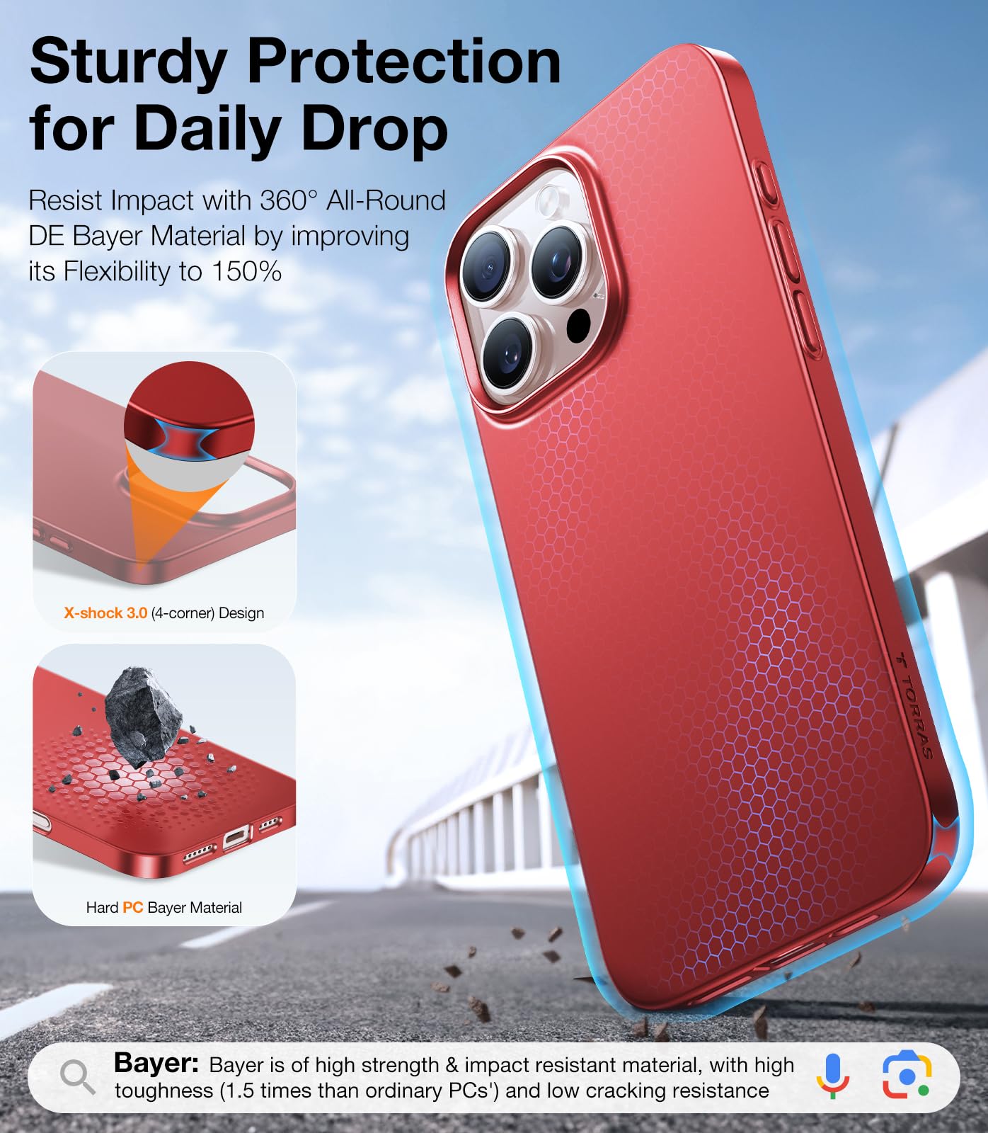 Foto 6 pulgar | Funda De Teléfono Torras Magnetic Slim Fit Para Iphone 16 Pro, Color Rojo - Venta Internacional.