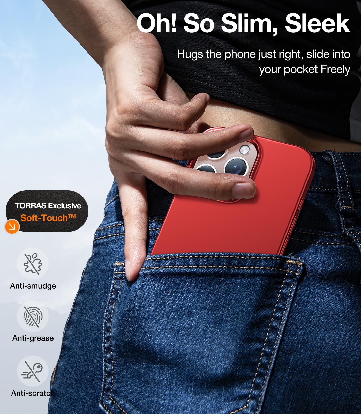 Foto 7 pulgar | Funda De Teléfono Torras Magnetic Slim Fit Para Iphone 16 Pro, Color Rojo - Venta Internacional.