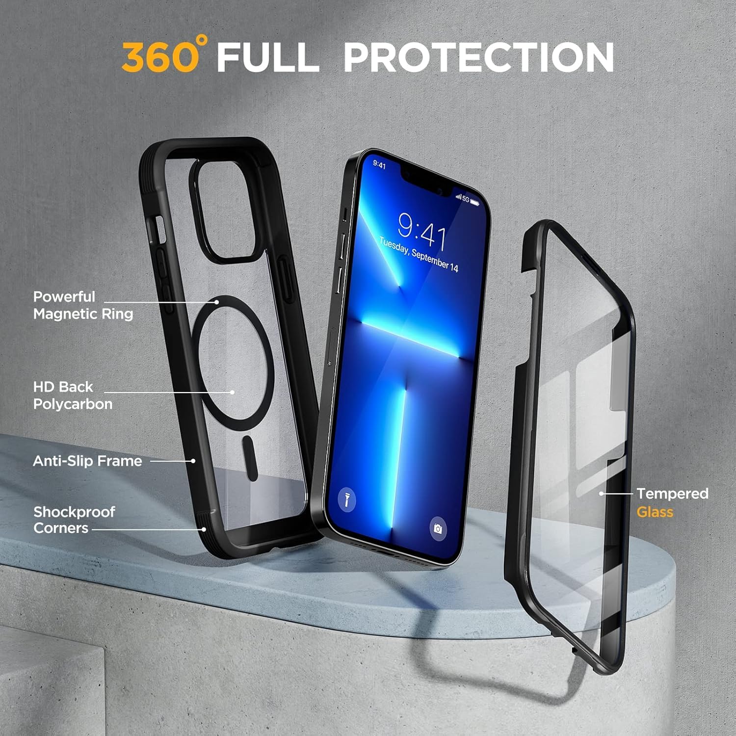 Foto 4 pulgar | Funda Para Teléfono Miracase Magnetic Glass Con Pantalla Para Iphone 13 Pro - Venta Internacional.