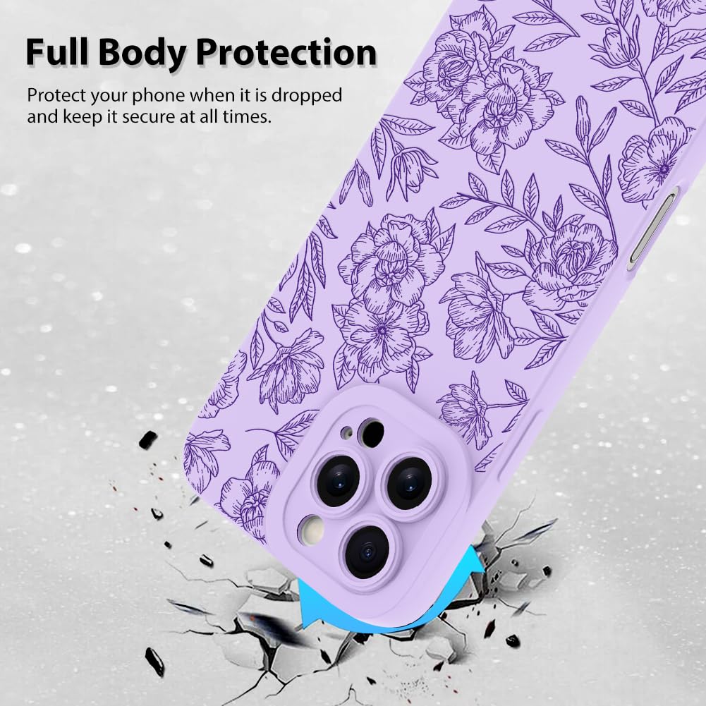 Foto 3 pulgar | Funda De Teléfono Mzelq Para Iphone 16 Pro De Silicona Con Estampado Floral Morado - Venta Internacional.