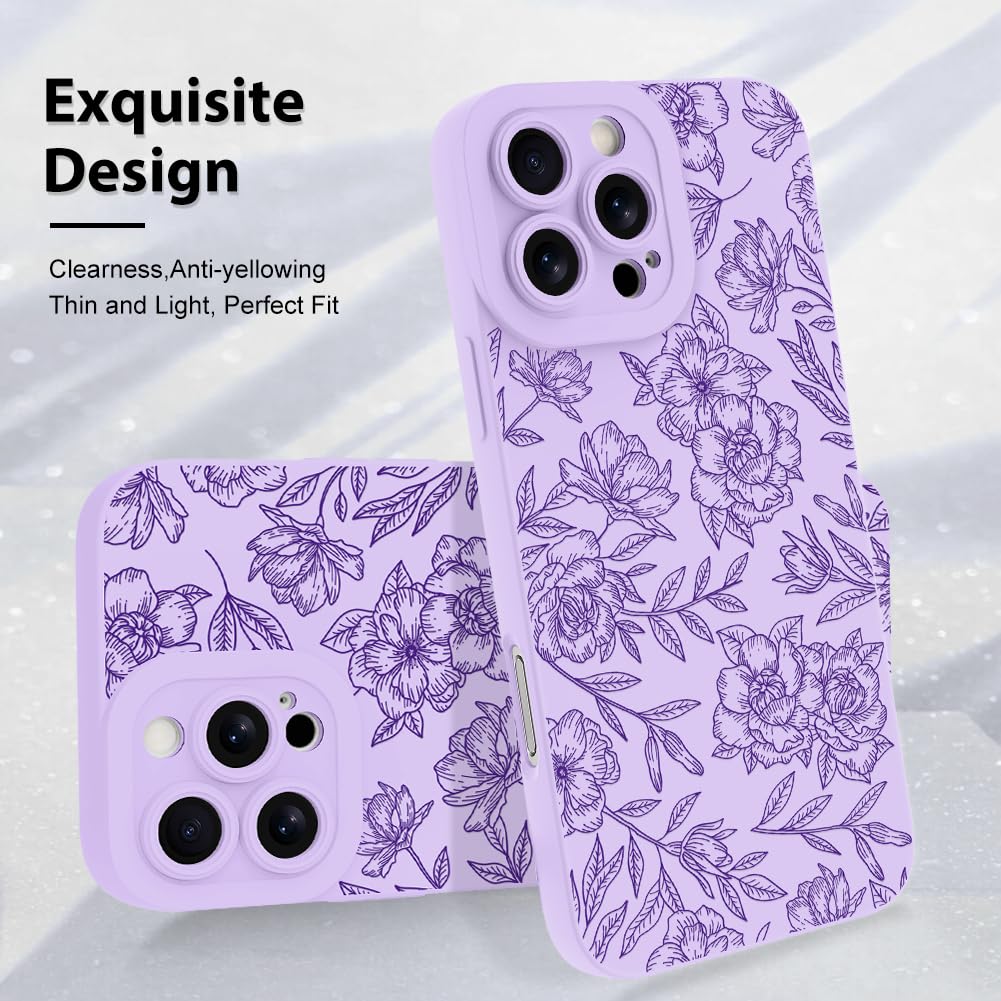 Foto 4 pulgar | Funda De Teléfono Mzelq Para Iphone 16 Pro De Silicona Con Estampado Floral Morado - Venta Internacional.