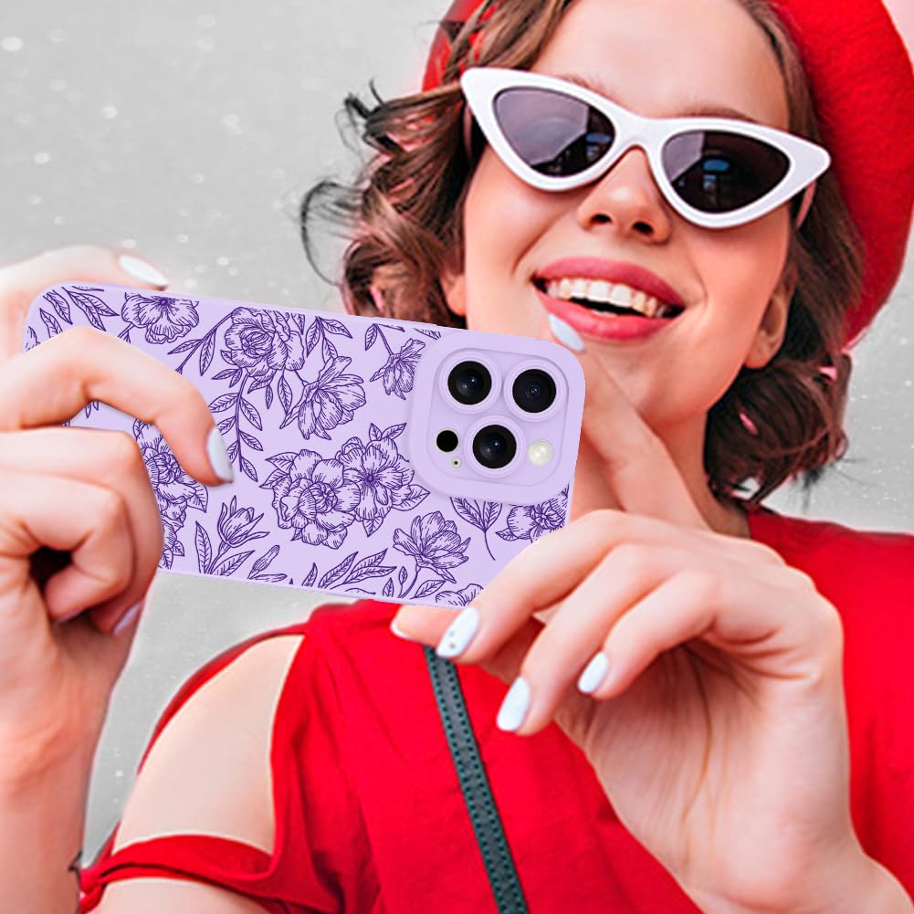 Foto 7 pulgar | Funda De Teléfono Mzelq Para Iphone 16 Pro De Silicona Con Estampado Floral Morado - Venta Internacional.