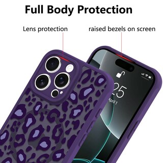 Foto 3 | Funda Kanghar Para Iphone 16 Pro Con Estampado De Leopardo Morado Magsafe - Venta Internacional.