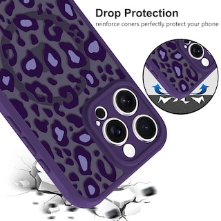 Foto 4 | Funda Kanghar Para Iphone 16 Pro Con Estampado De Leopardo Morado Magsafe - Venta Internacional.
