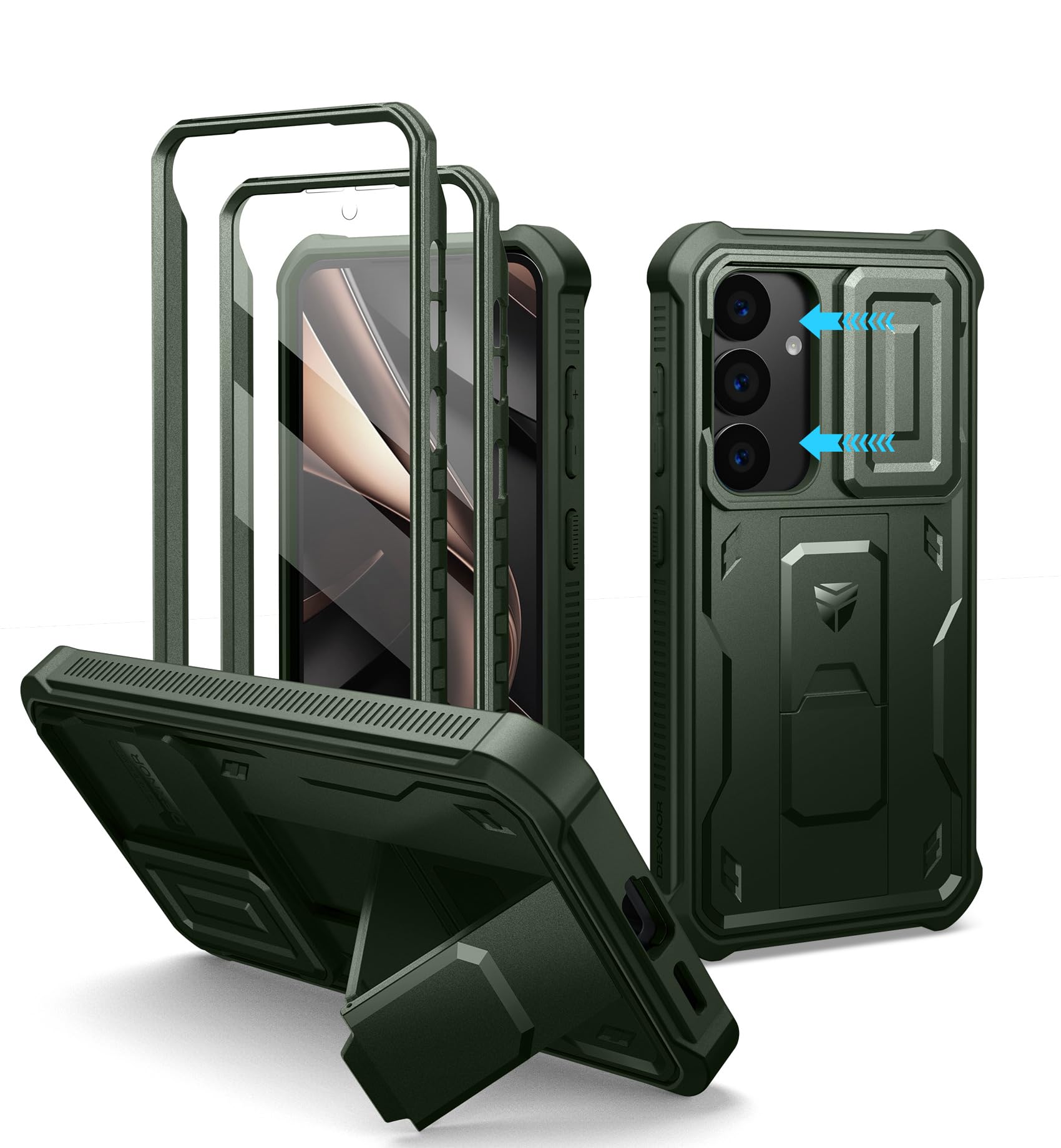 Foto 2 pulgar | Funda Dexnor Para Samsung Galaxy S25 Con Funda De Cámara, Color Verde Militar - Venta Internacional.