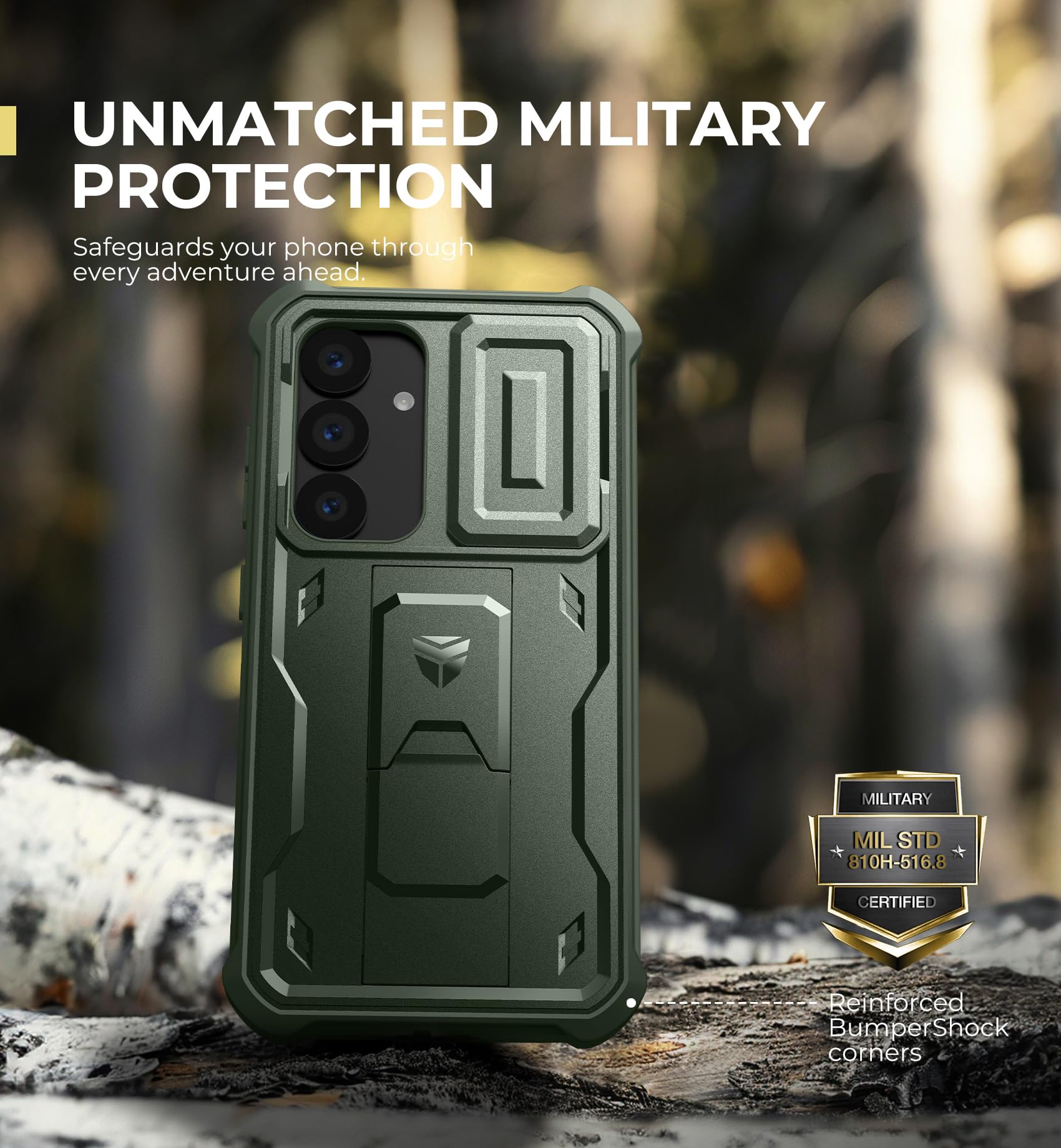 Foto 7 pulgar | Funda Dexnor Para Samsung Galaxy S25 Con Funda De Cámara, Color Verde Militar - Venta Internacional.